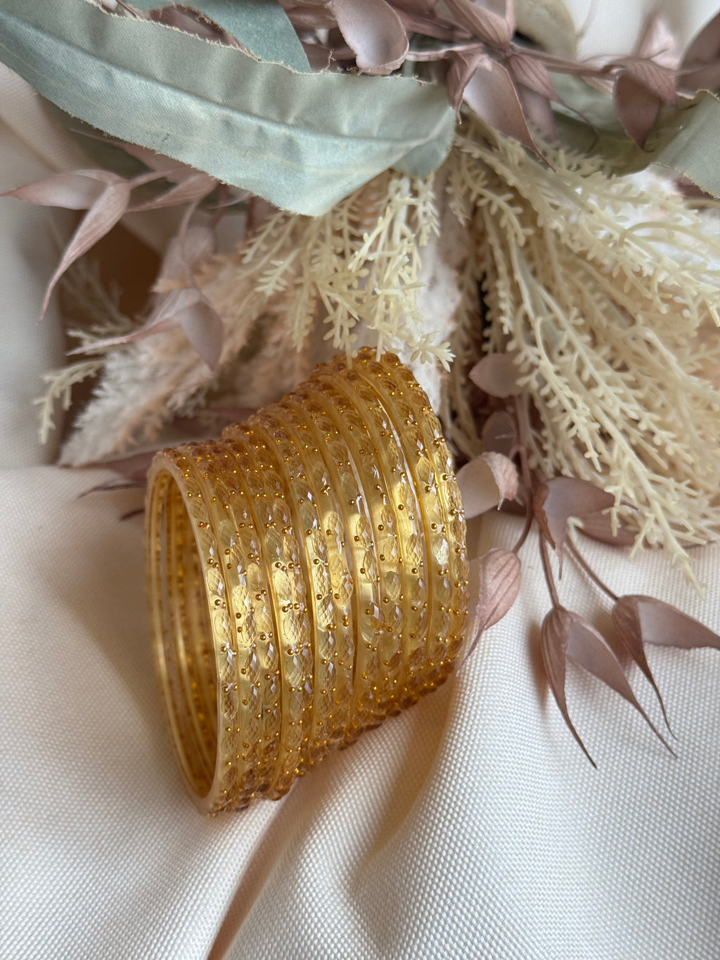 Raindrop Glass Bangle- Gold