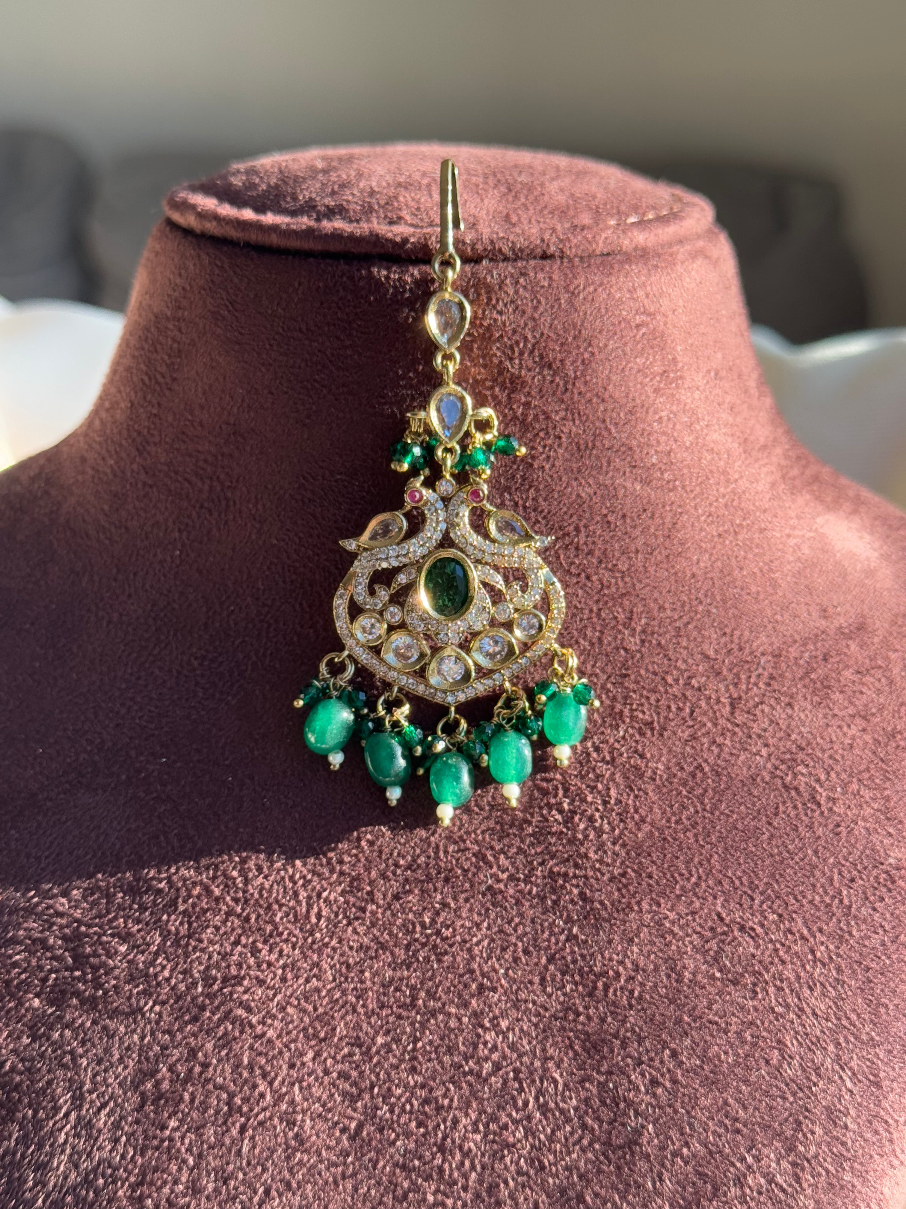 Victorian Tikka with Green Beads And Stones