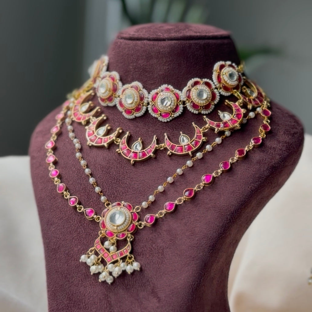 Usha - Ruby and white KundanBridal Set