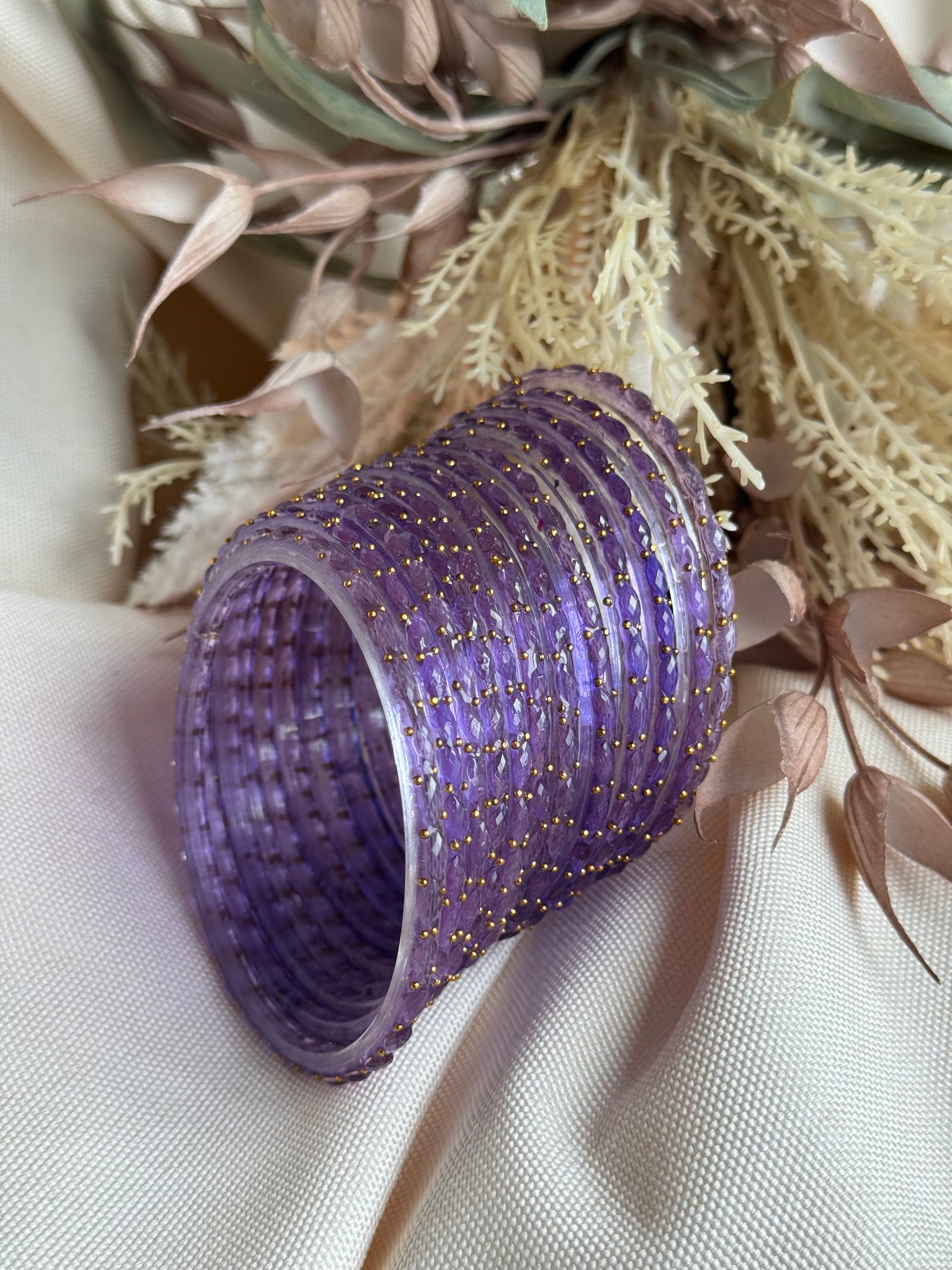 Raindrop Glass Bangle- Purple