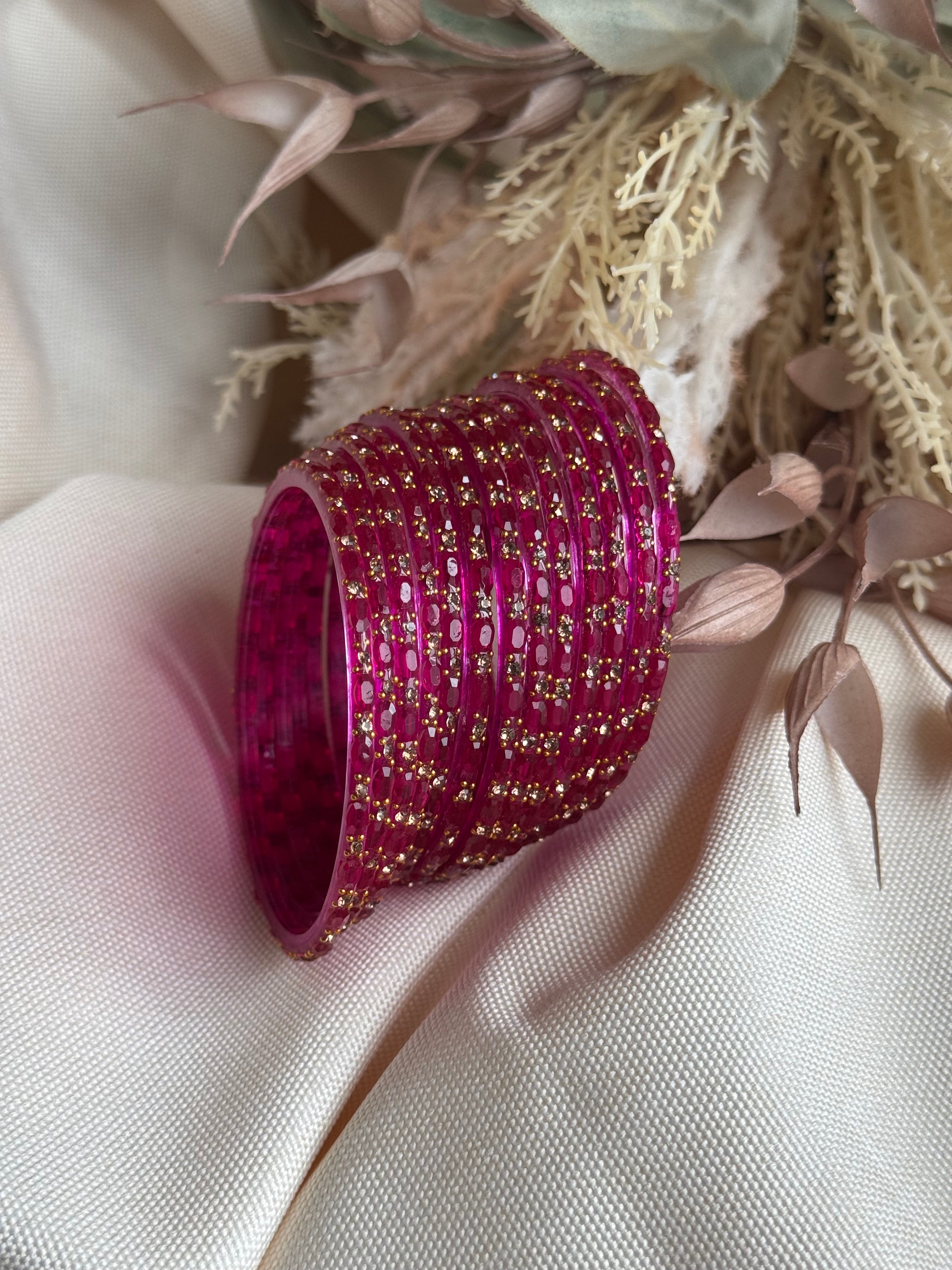 Sudar Glass Bangle - Rani Pink