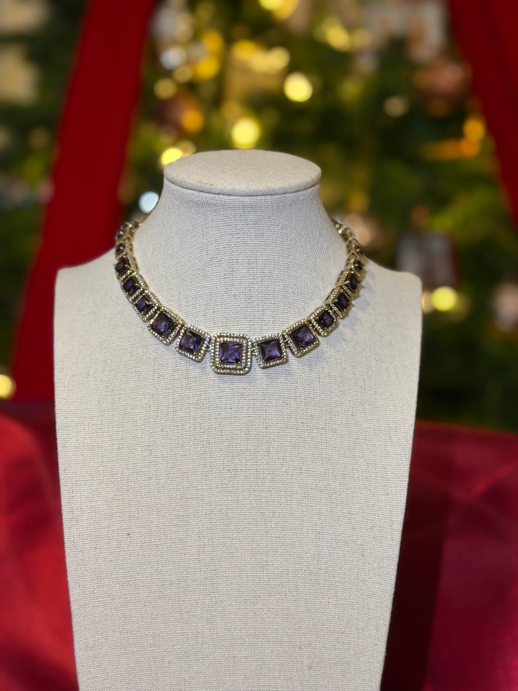 Purple Stone Necklace Set