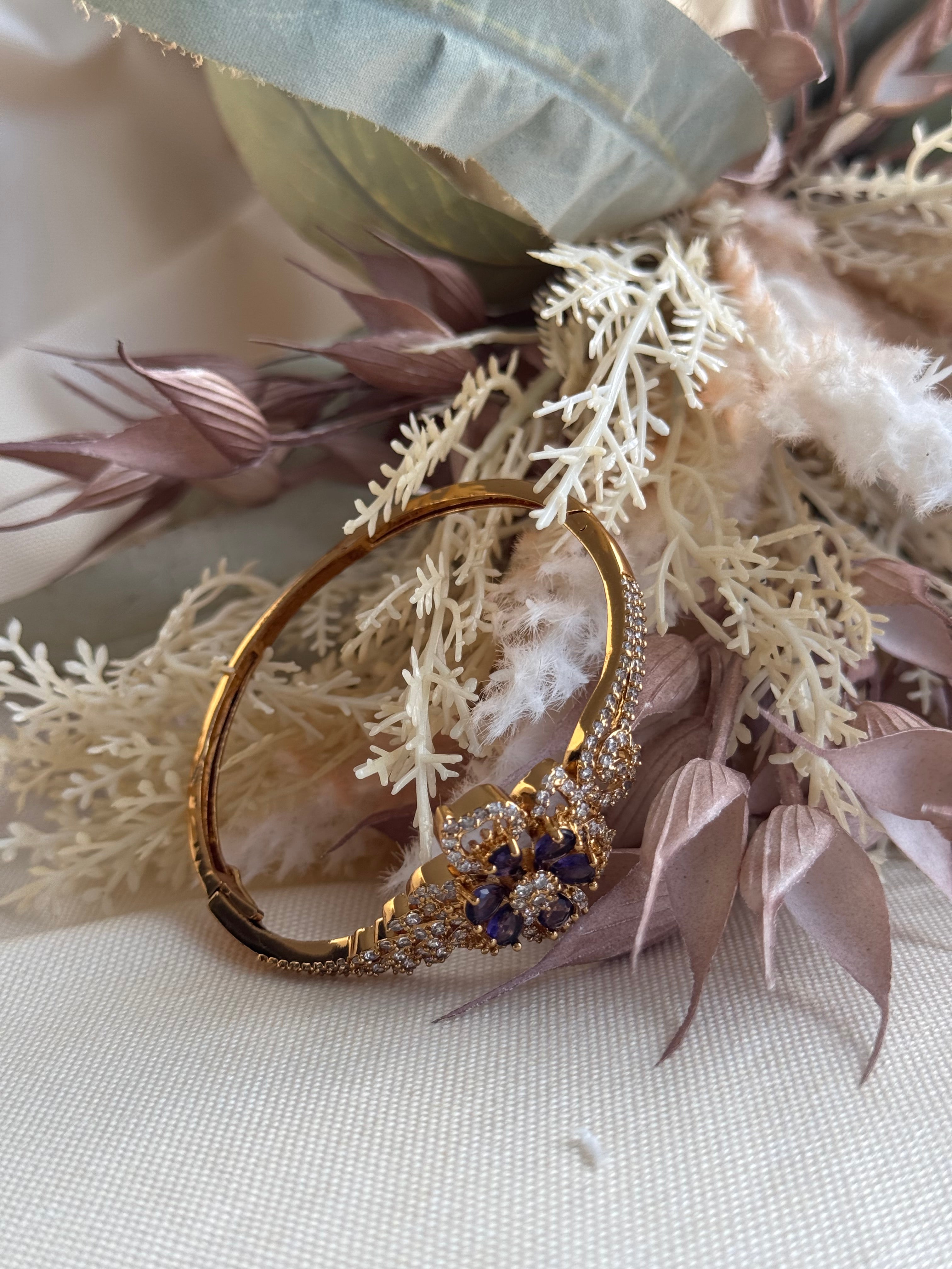 Openable Kada with Purple Floral Centrepiece