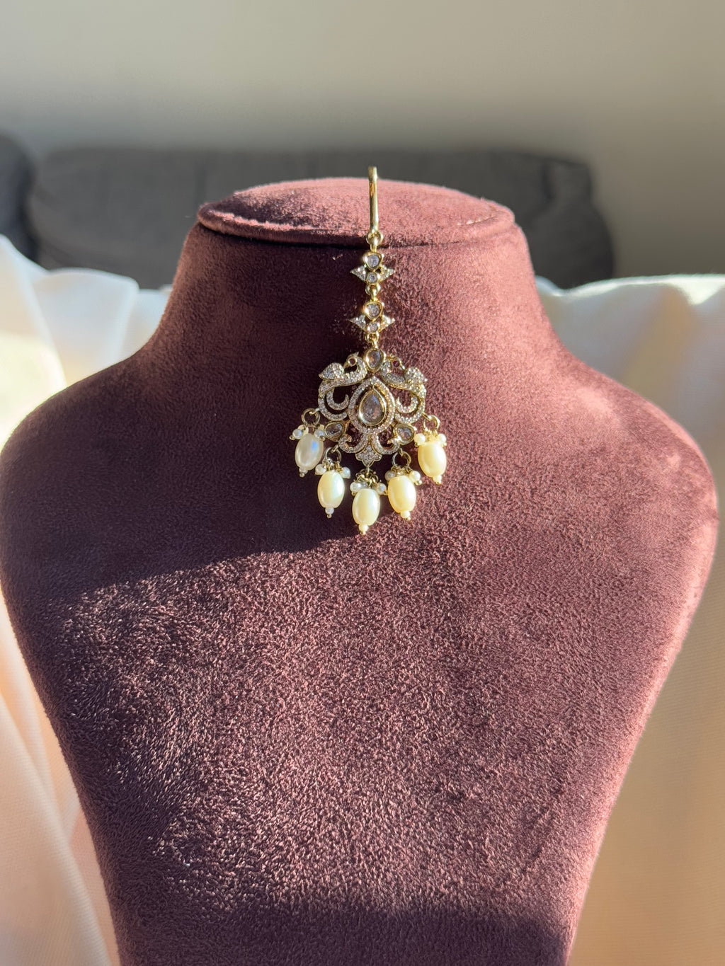 Victorian Tikka with Diamond with Pearls and Stones