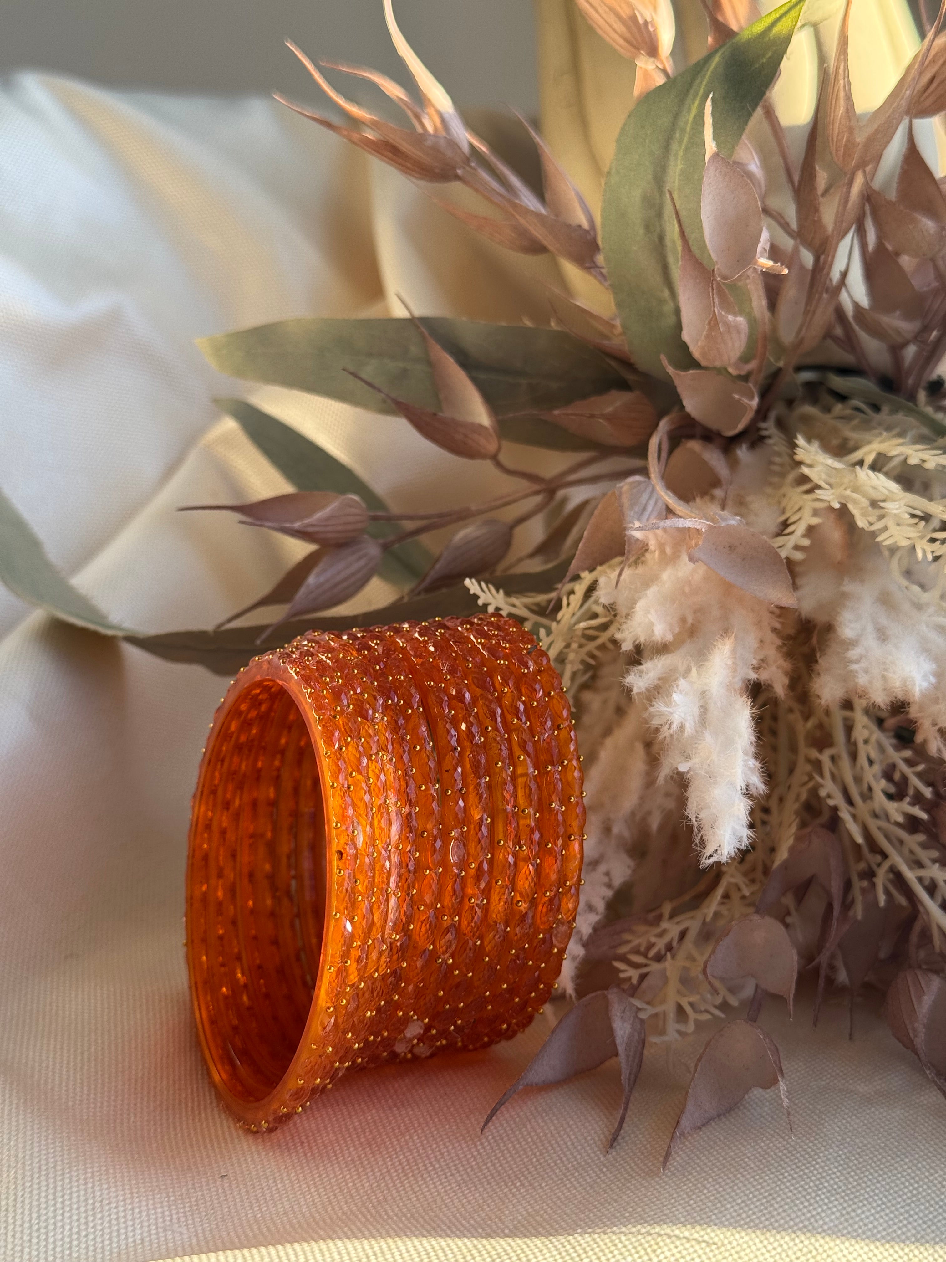 Raindrop Glass Bangle- Orange