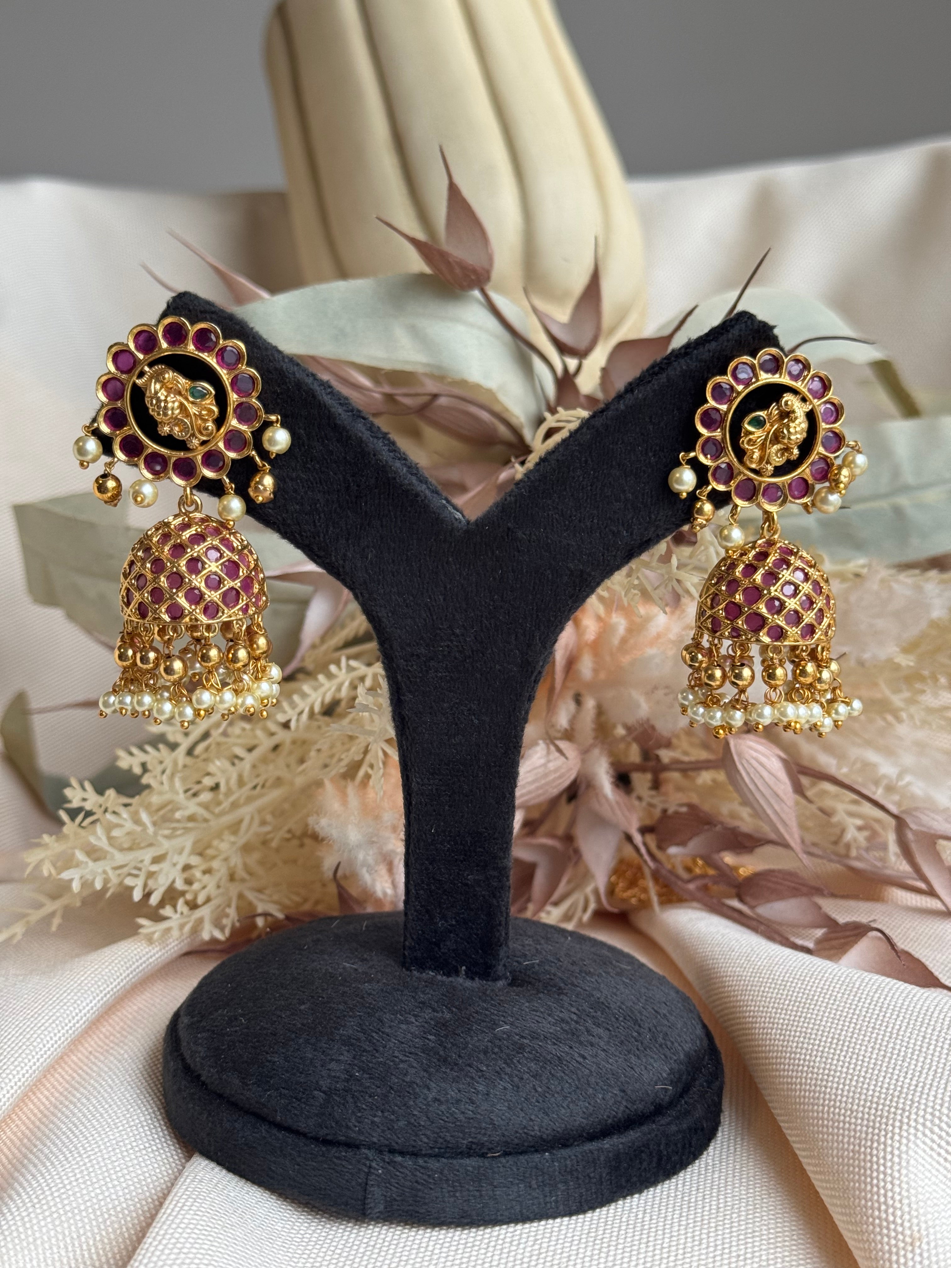 Ruby Kemp Peacock Jhumka