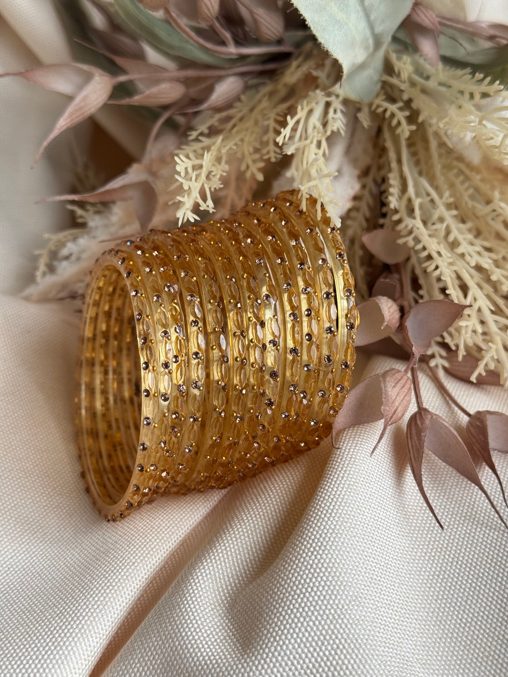 Diya Glass Bangle - Gold Yellow