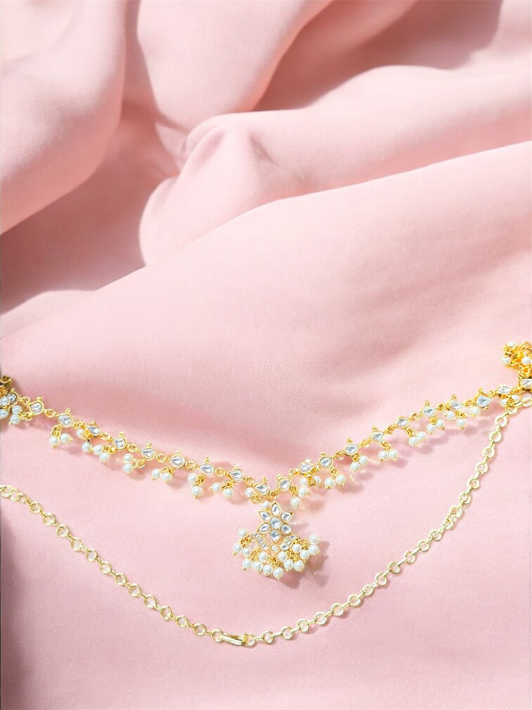 Kundan White Stone Star Waistchain