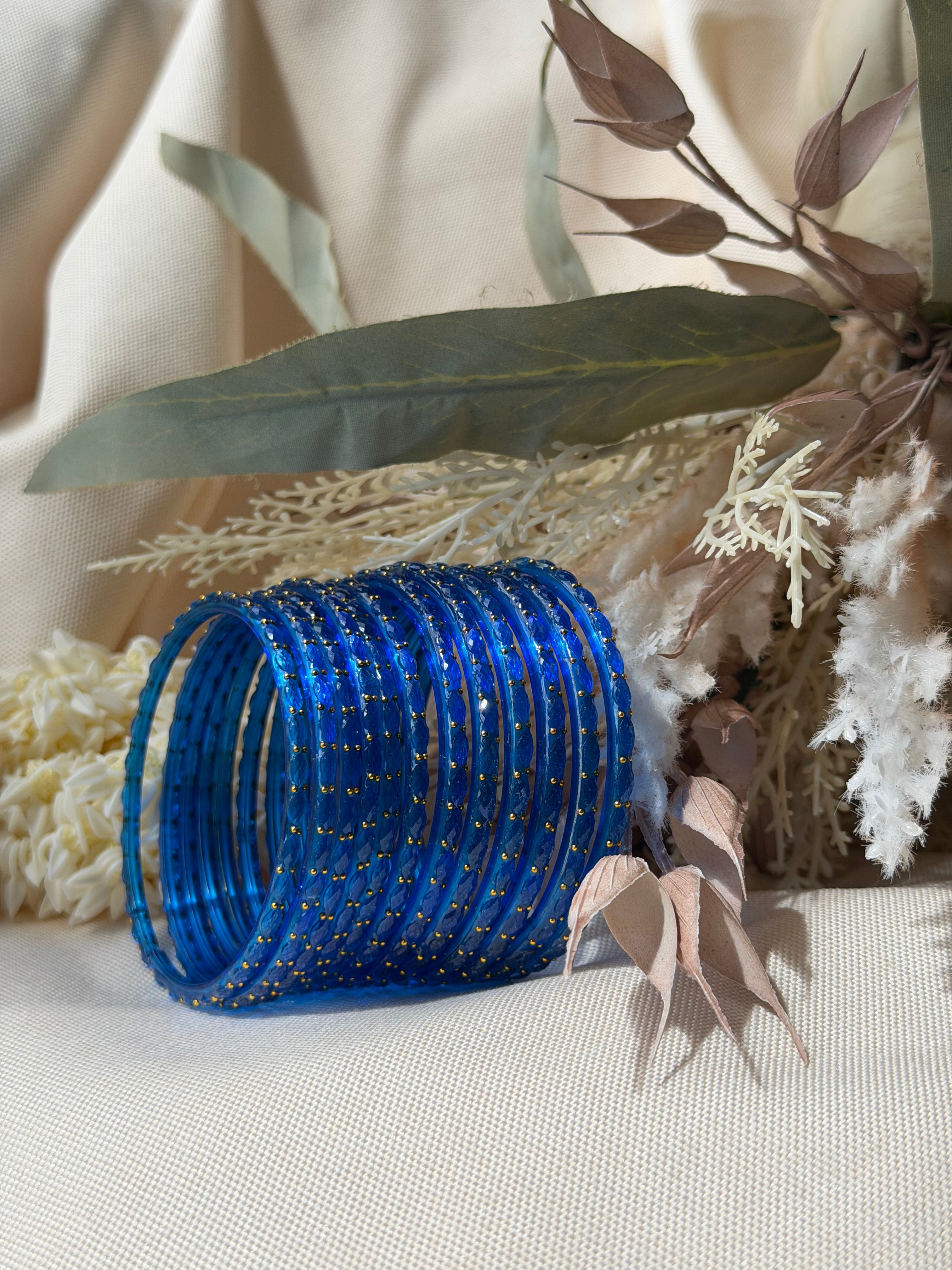 Raindrop Glass Bangle- Blue