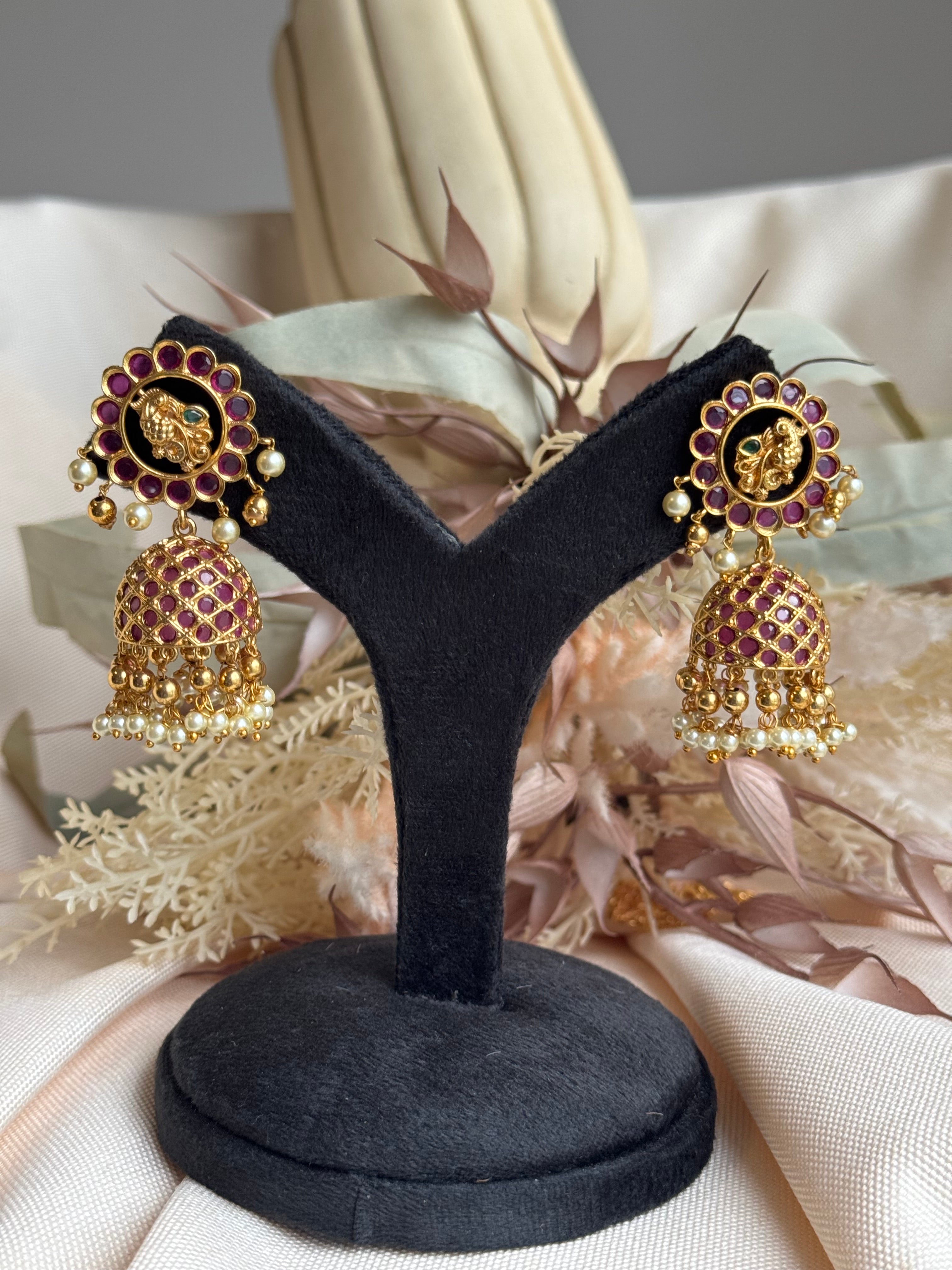 Ruby Kemp Peacock Jhumka