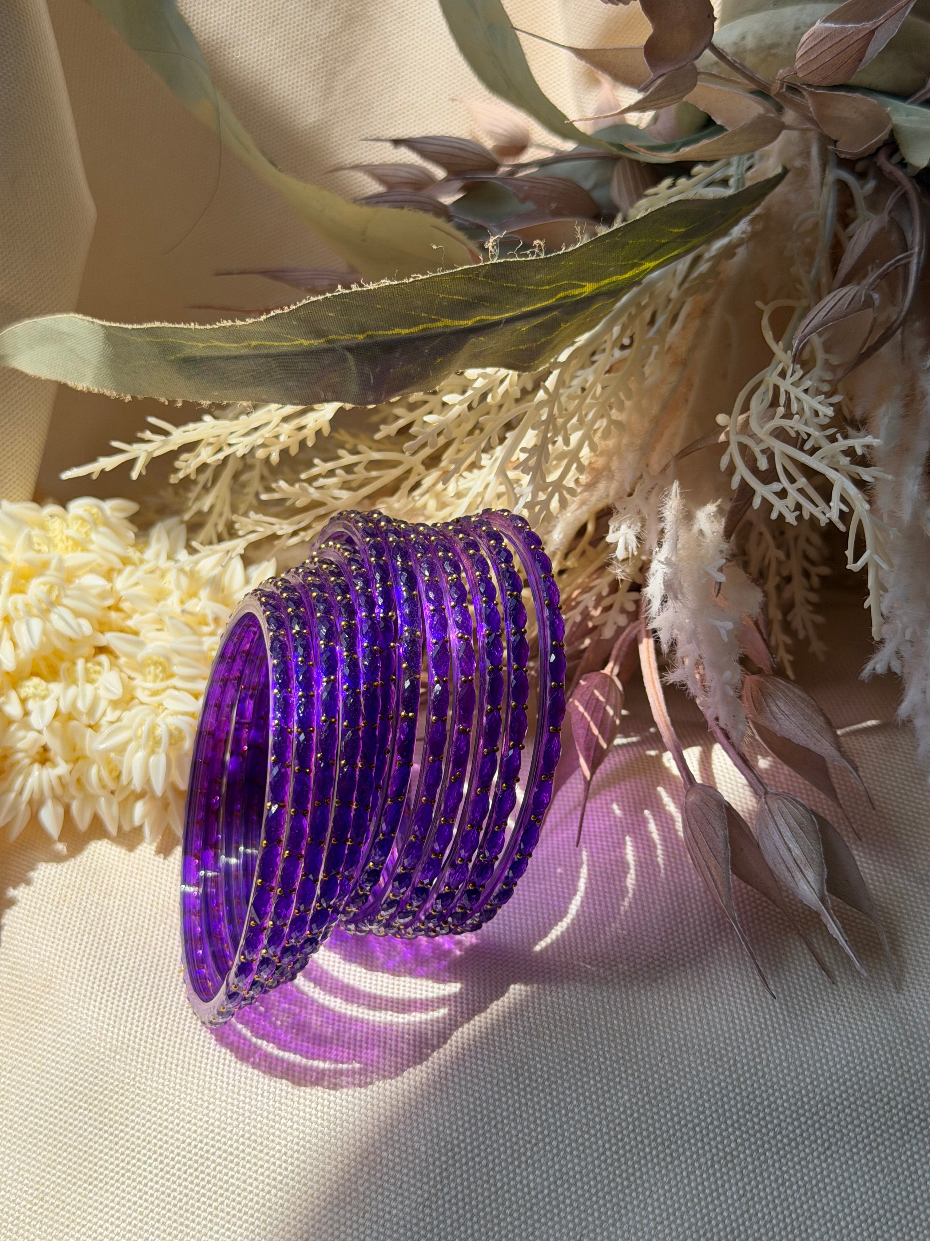 Raindrop Glass Bangle- Dark Purple