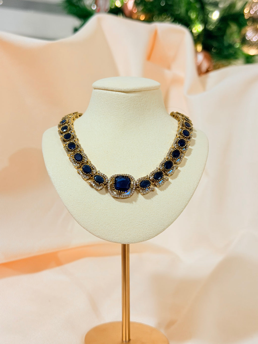 Ashvi- Navy Blue Stone Necklace set