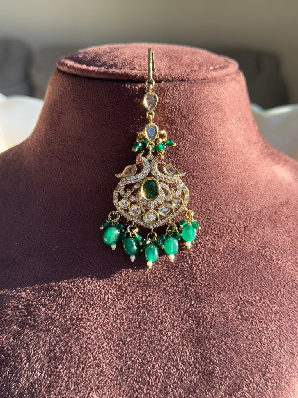 Victorian Tikka with Green Beads And Stones