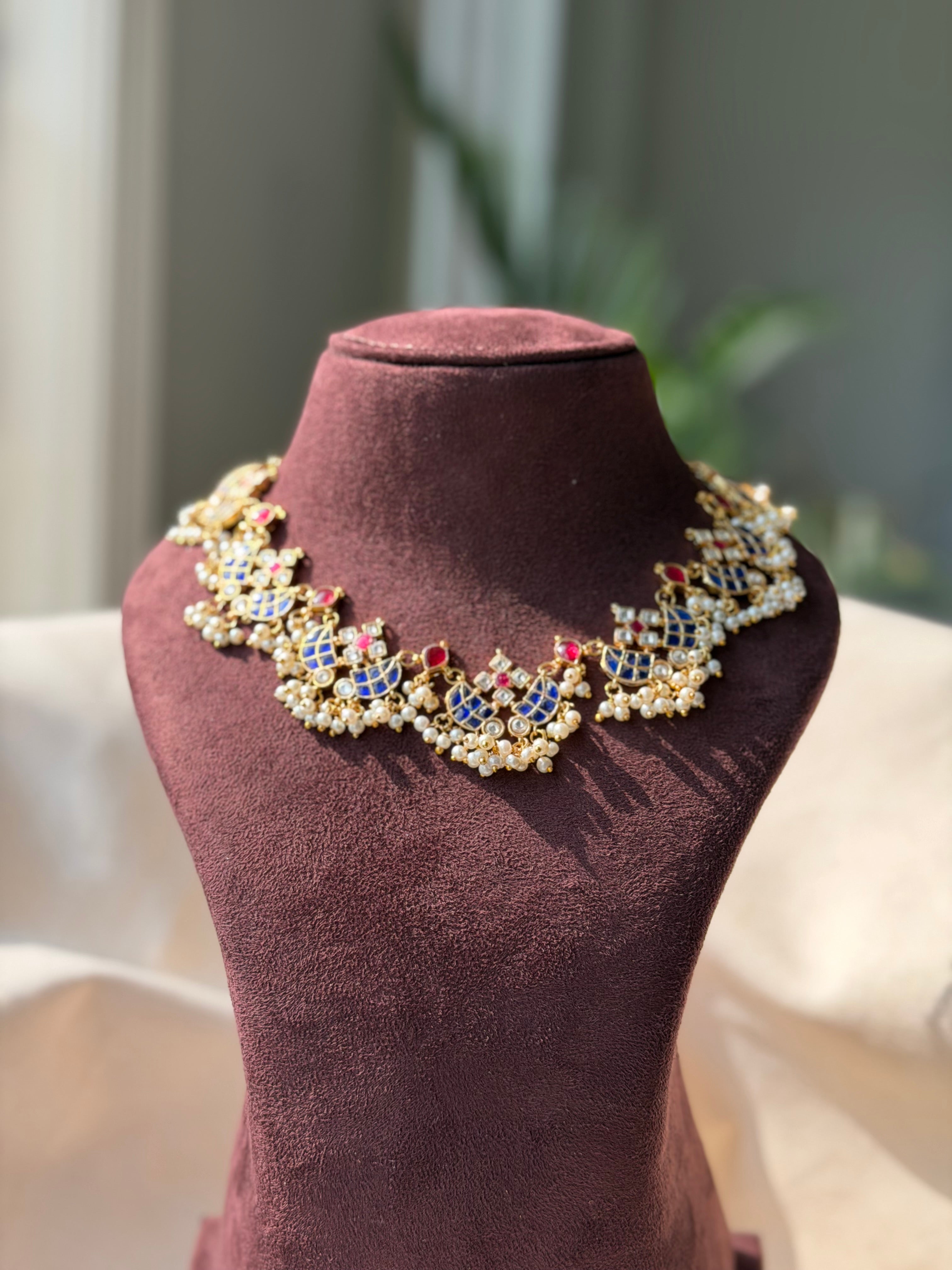 Trending Blue and Ruby pink Necklace