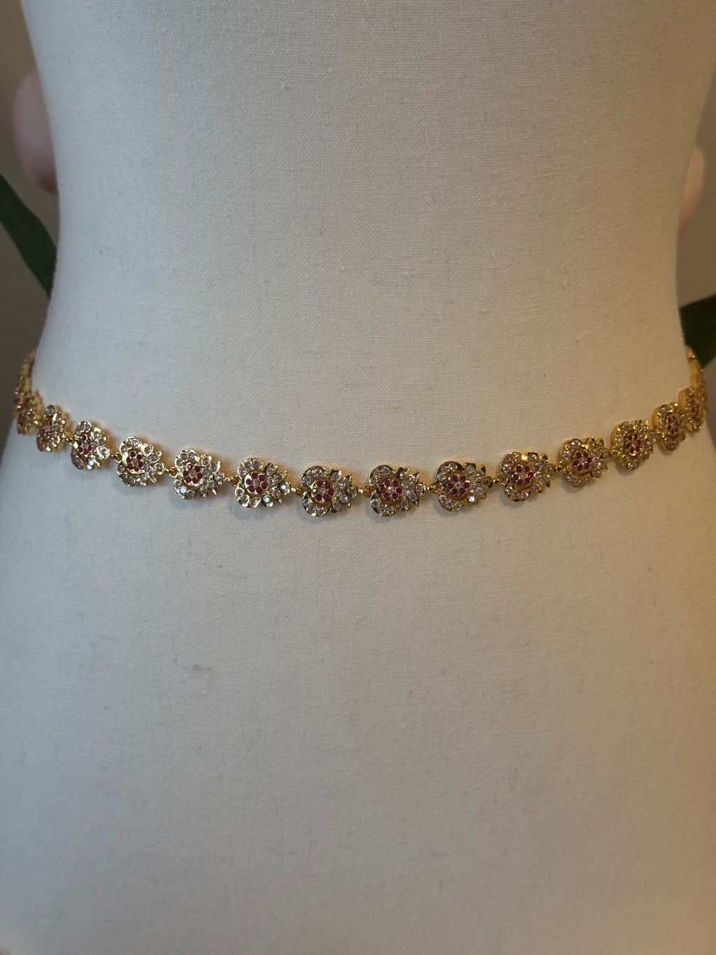 Impoun White Pink Stone Waist Chain