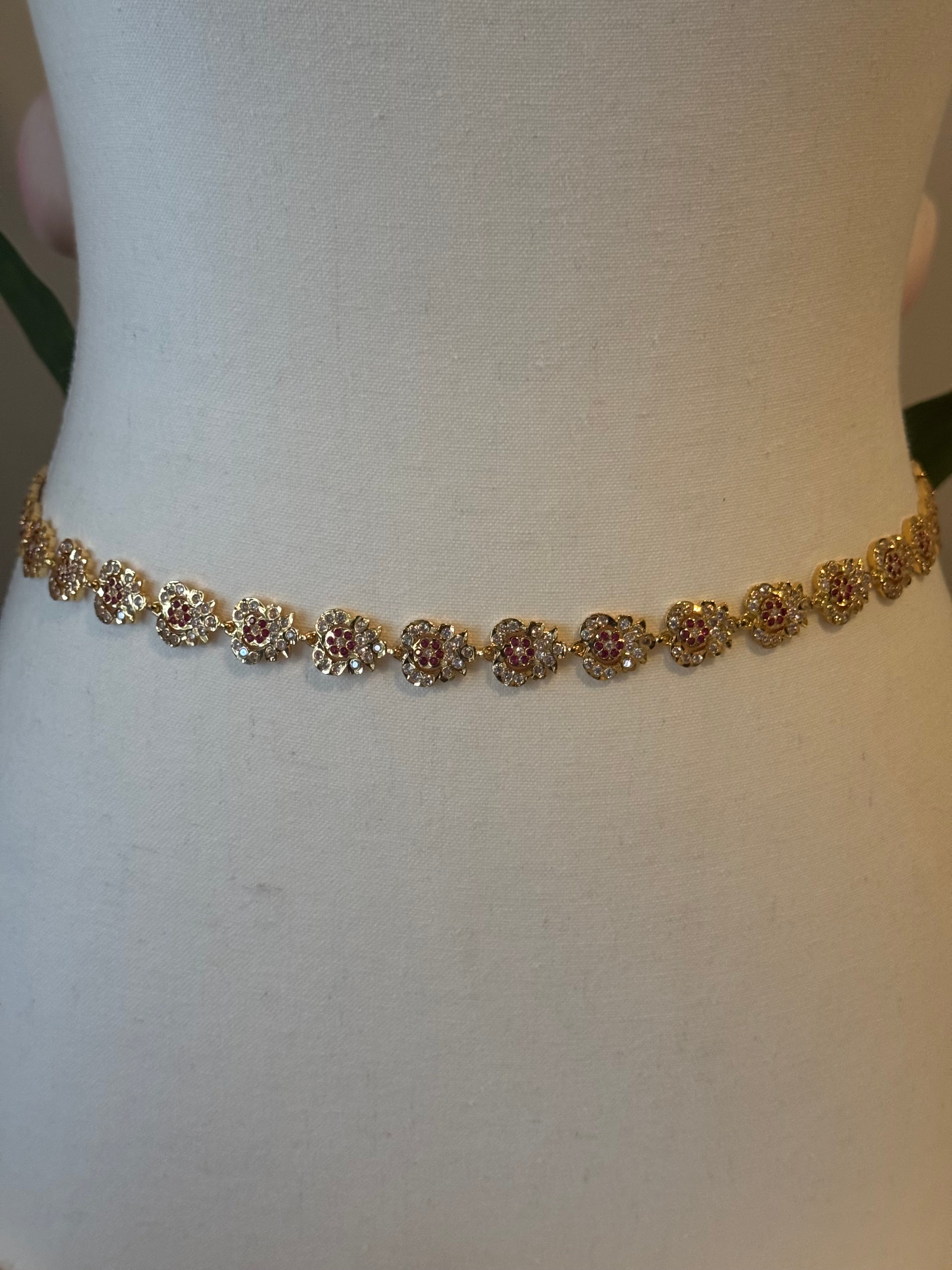 Impoun White Pink Stone Waist Chain