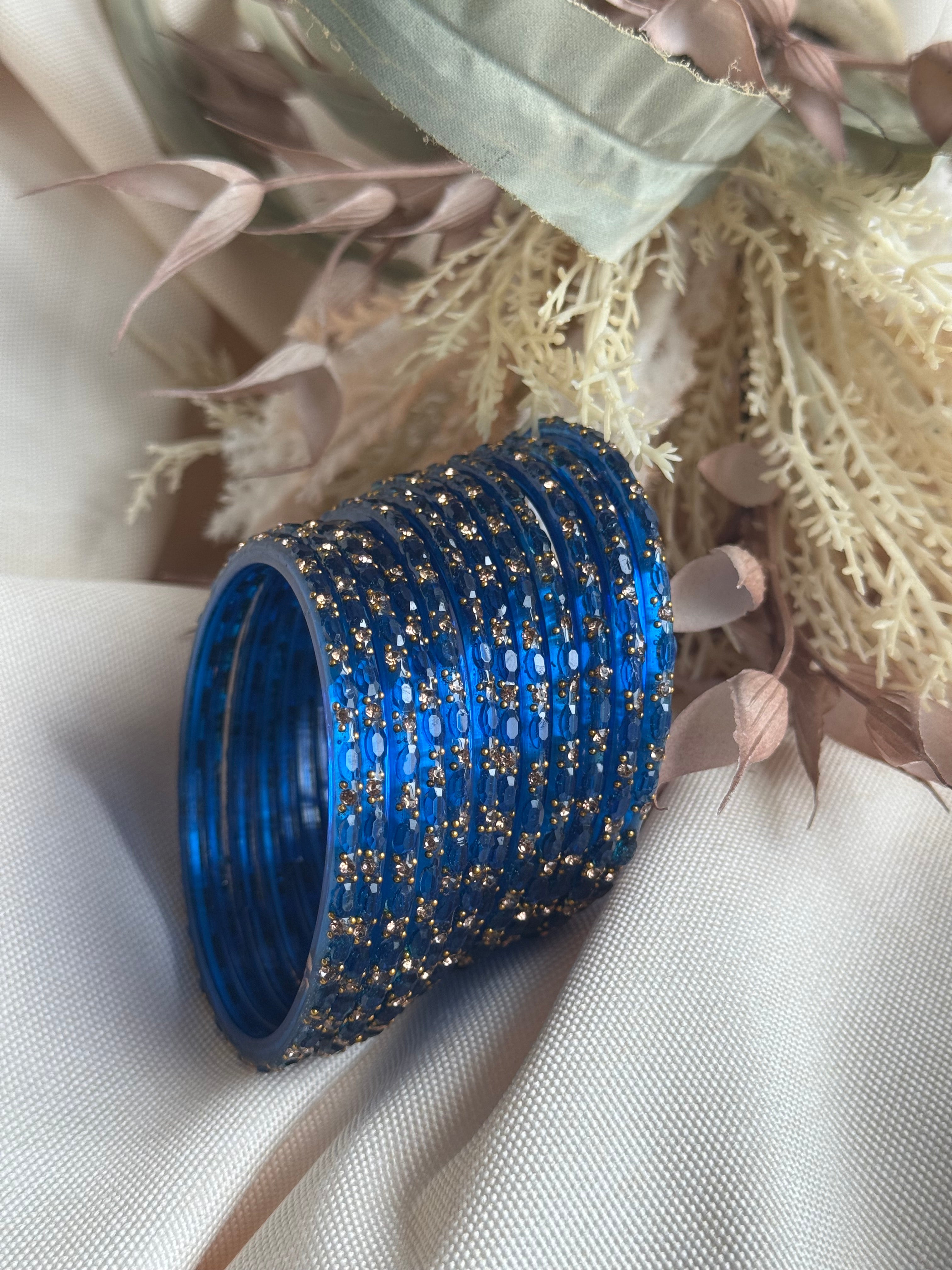 Raindrop Glass Bangle- Royal blue