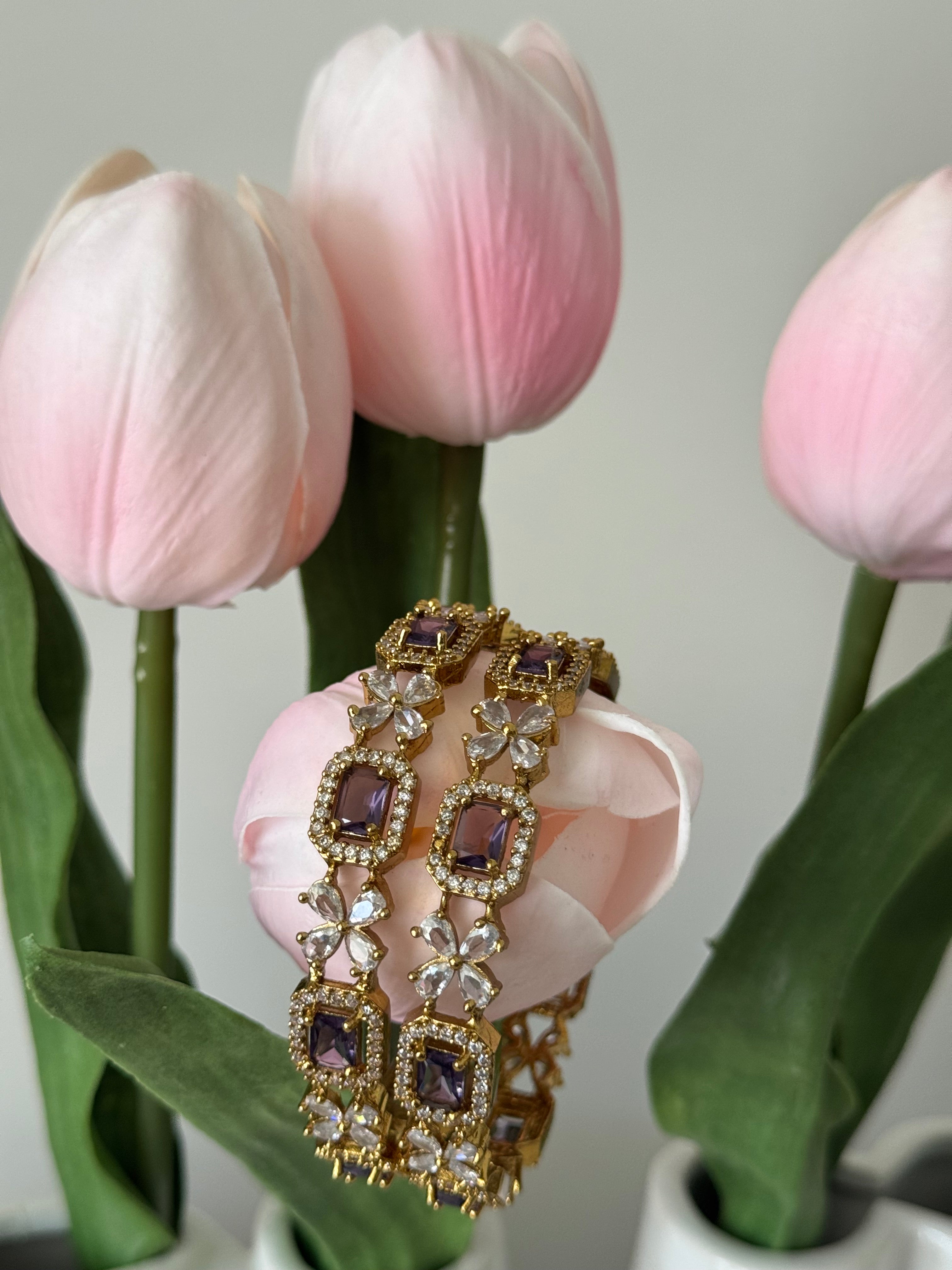 Victorian AD Stone Bangles – Purple