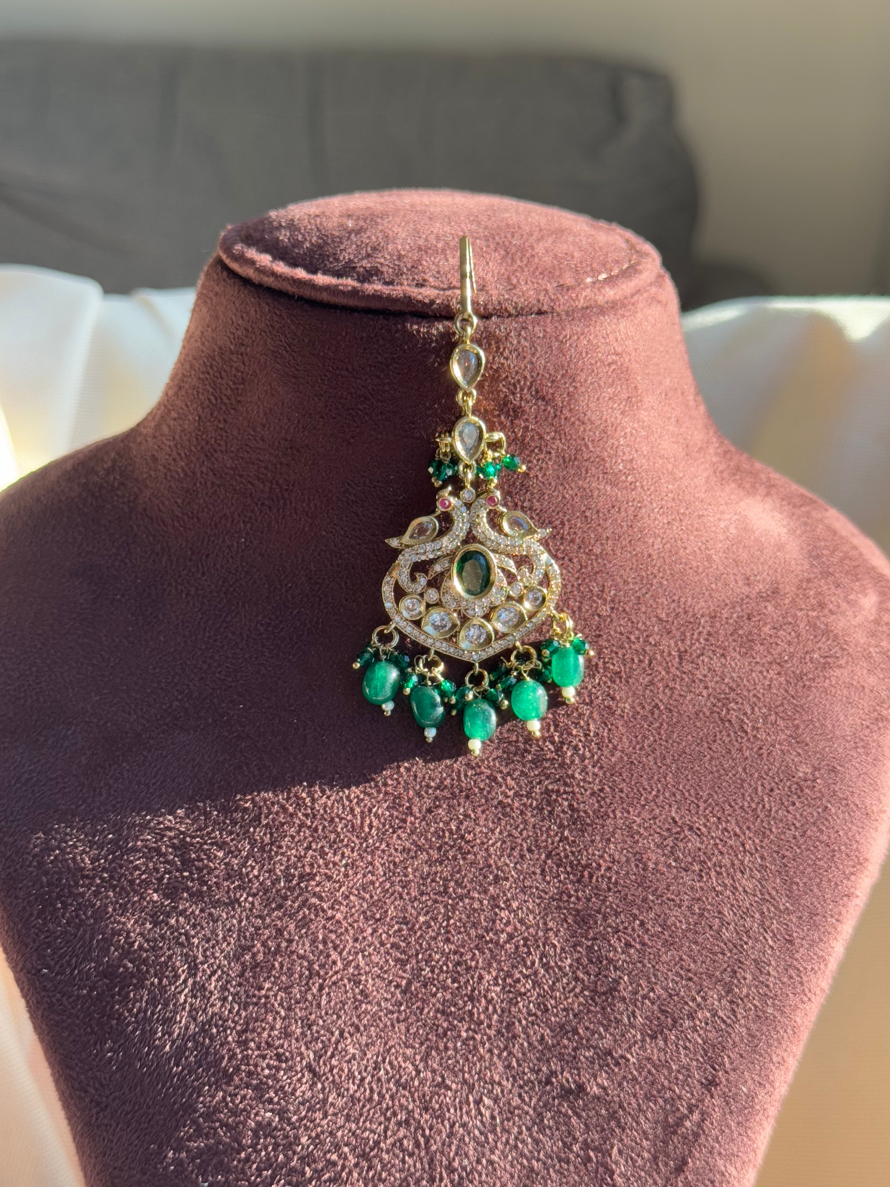 Victorian Tikka with Green Beads And Stones