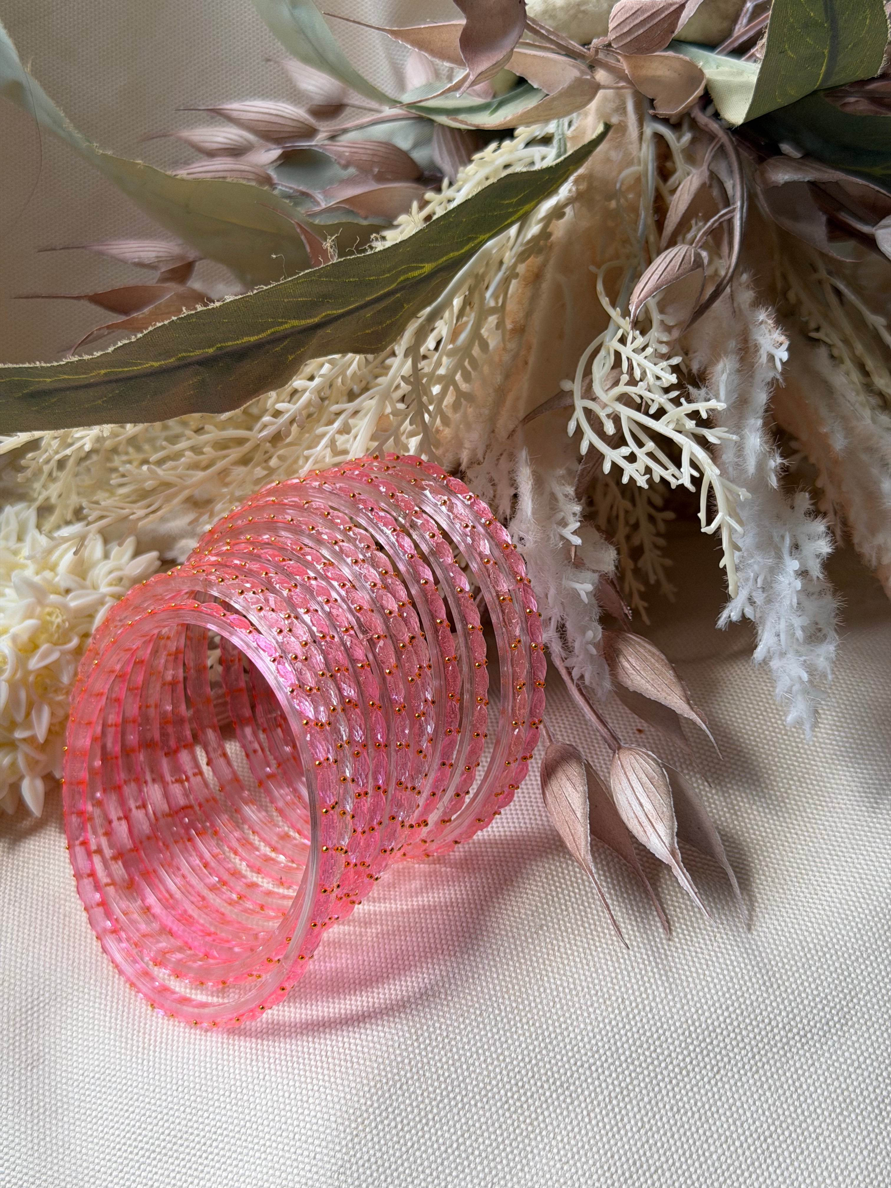 Raindrop Glass Bangle- 
light pink