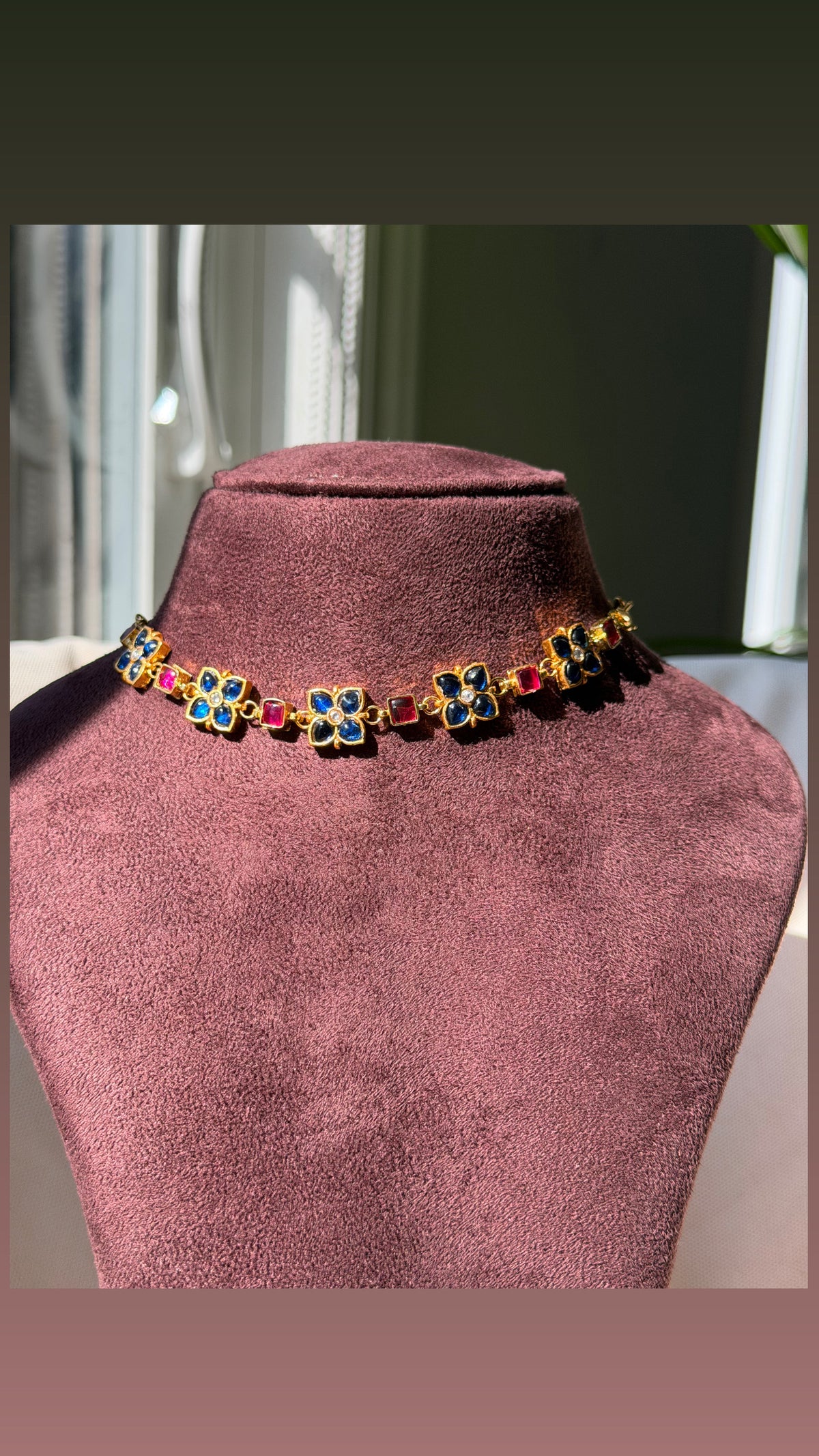 Blue and Ruby Kundan Necklace