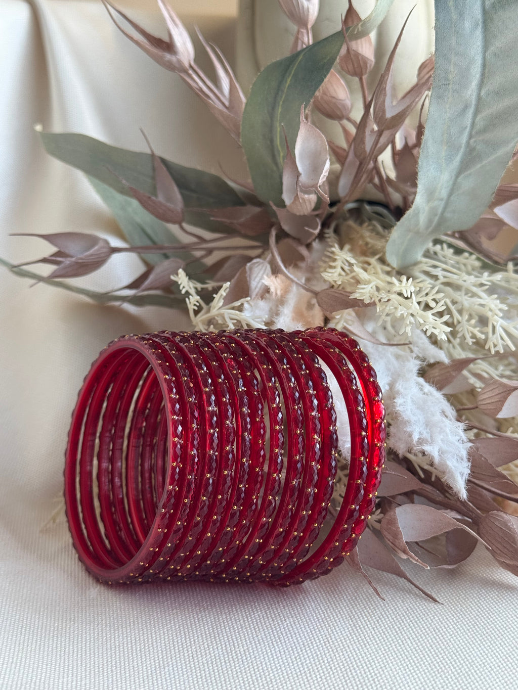 Raindrop Glass Bangle- Red