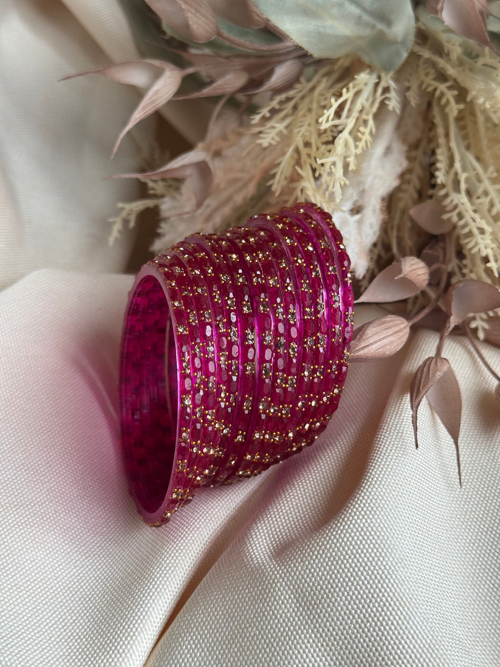 Sudar Glass Bangle - Rani Pink