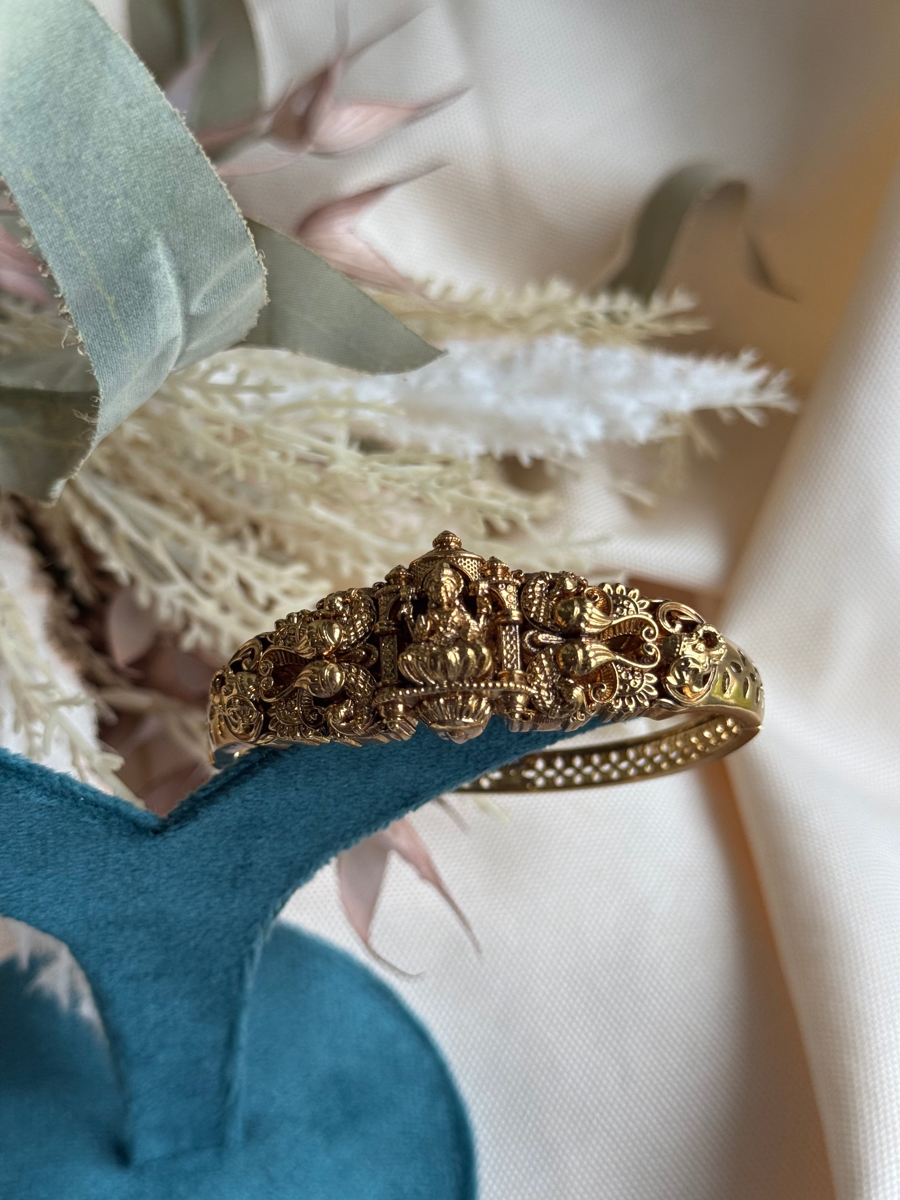 Premium Nakshi Temple Kada with Lakshmi Motif - Openable Design