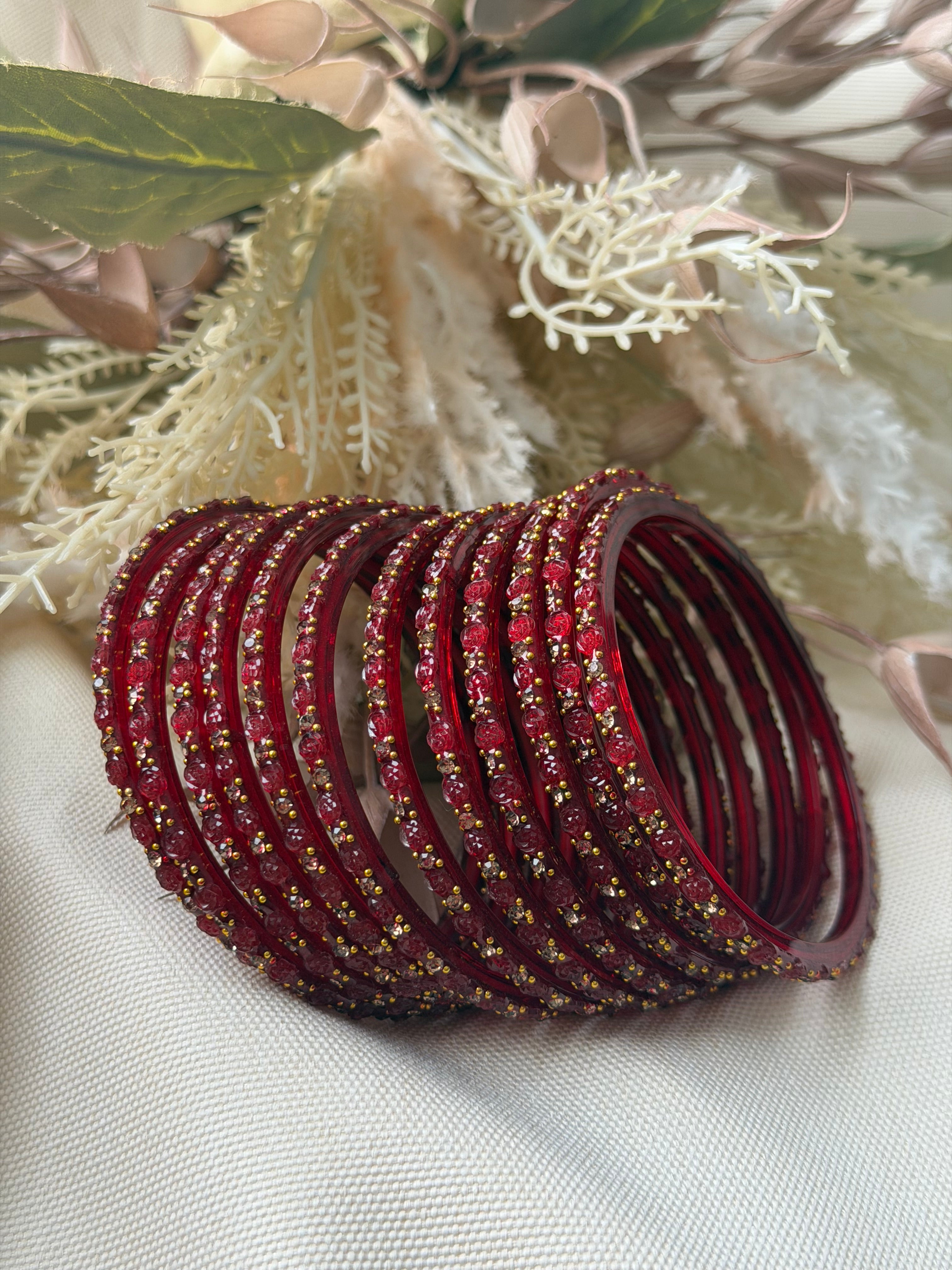 Rose Glass Bangle - Red