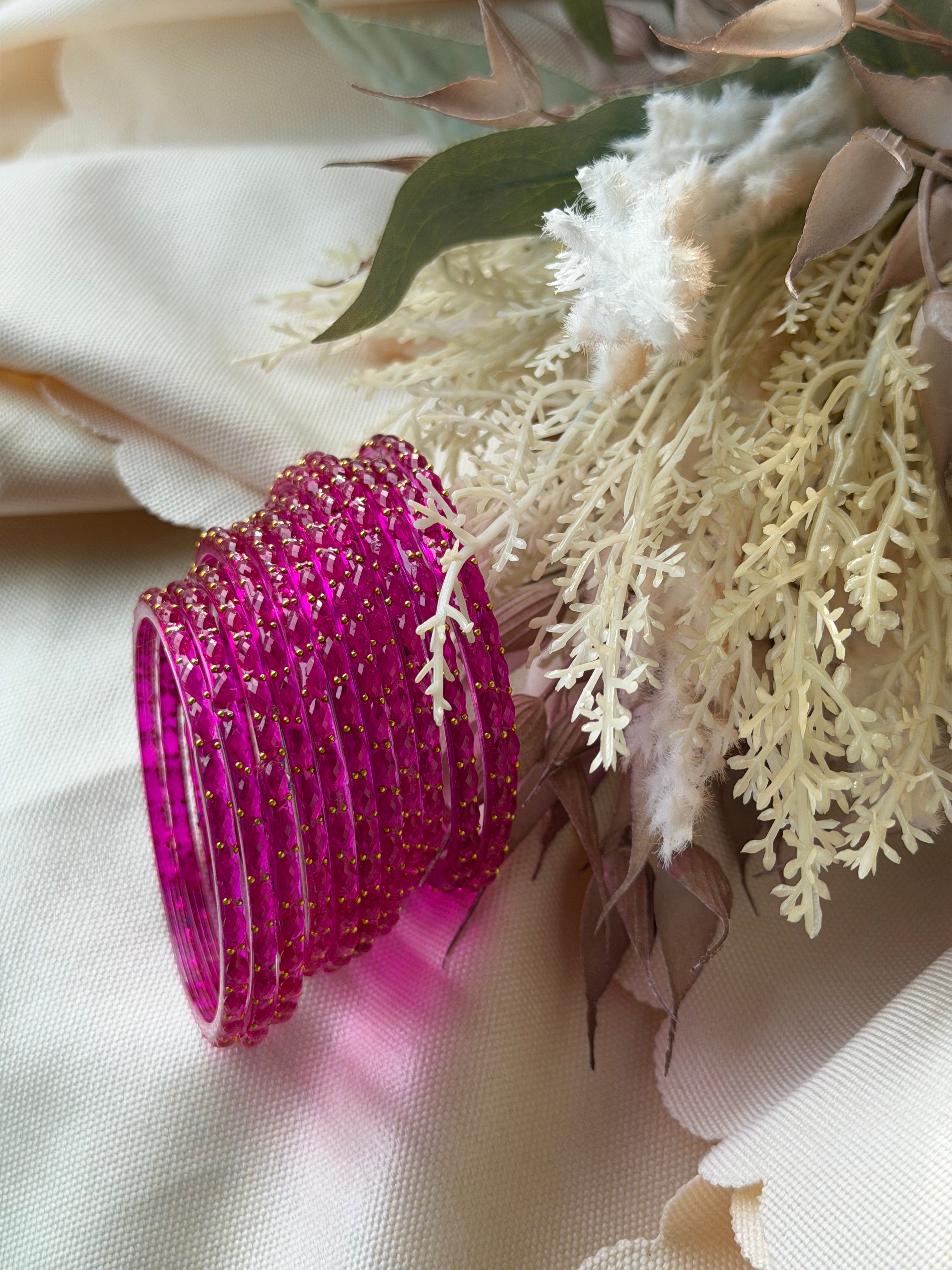 Raindrop Glass Bangle- Magenta/Hot Pink