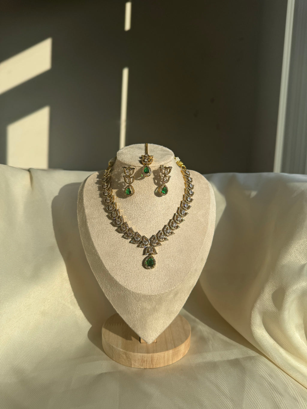 AD Semi Bridal Necklace set with Tikka