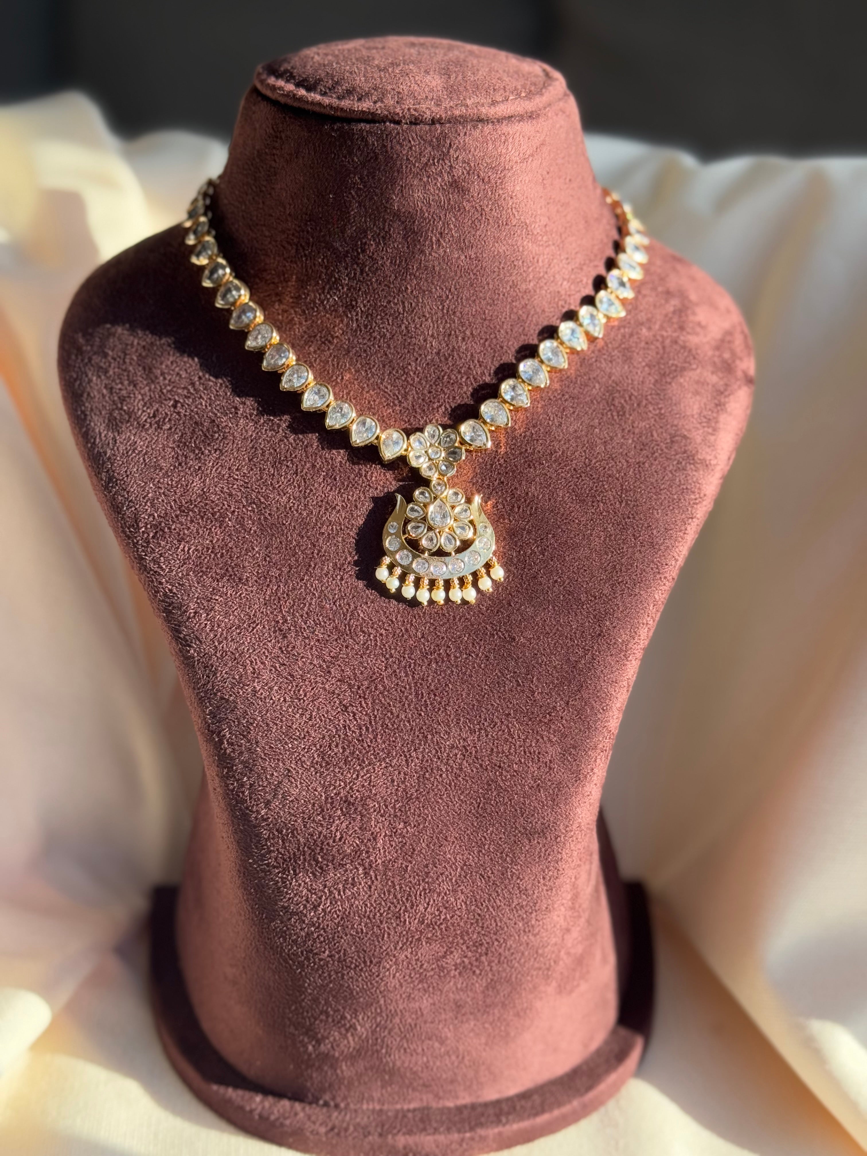 Stone Attigai Set with Earrings