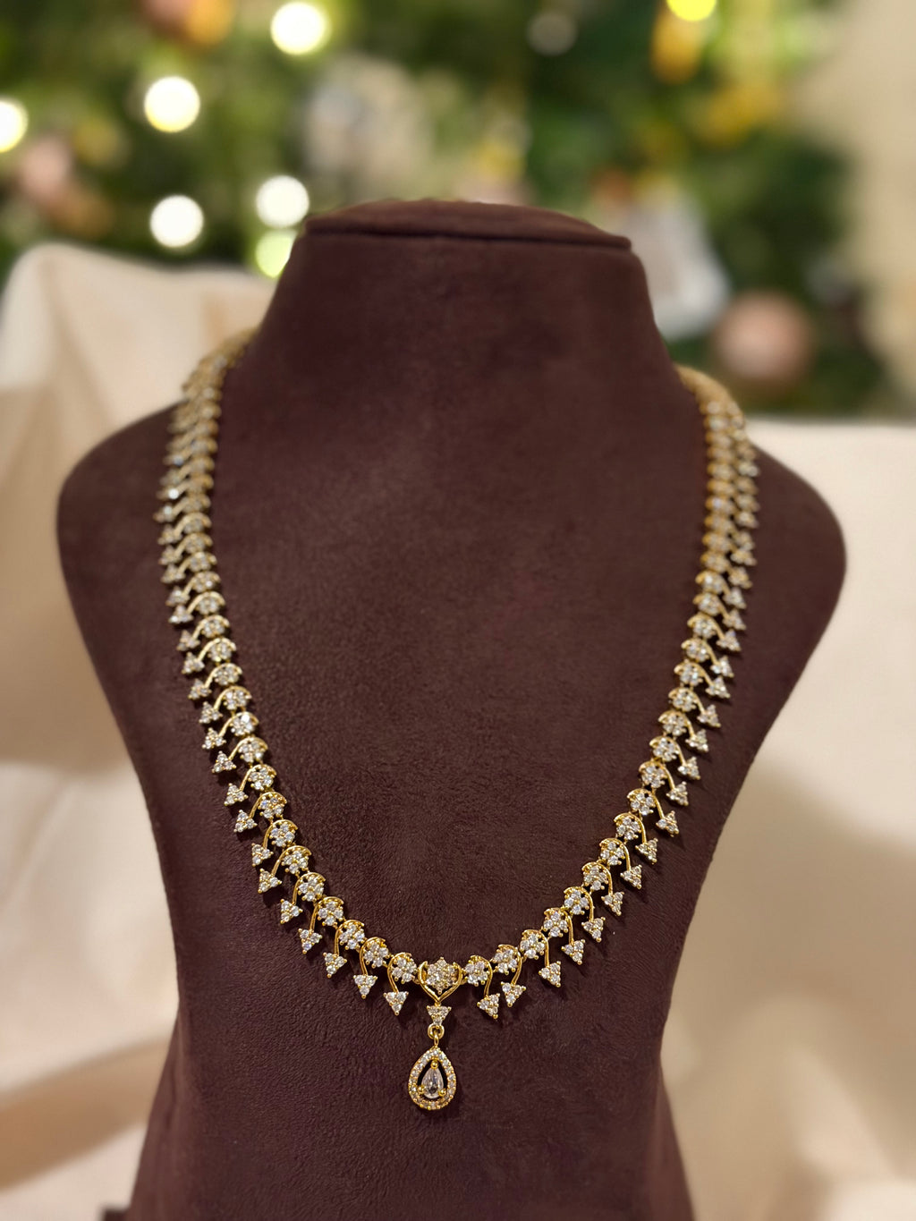 AD Diamond Long Necklace Set