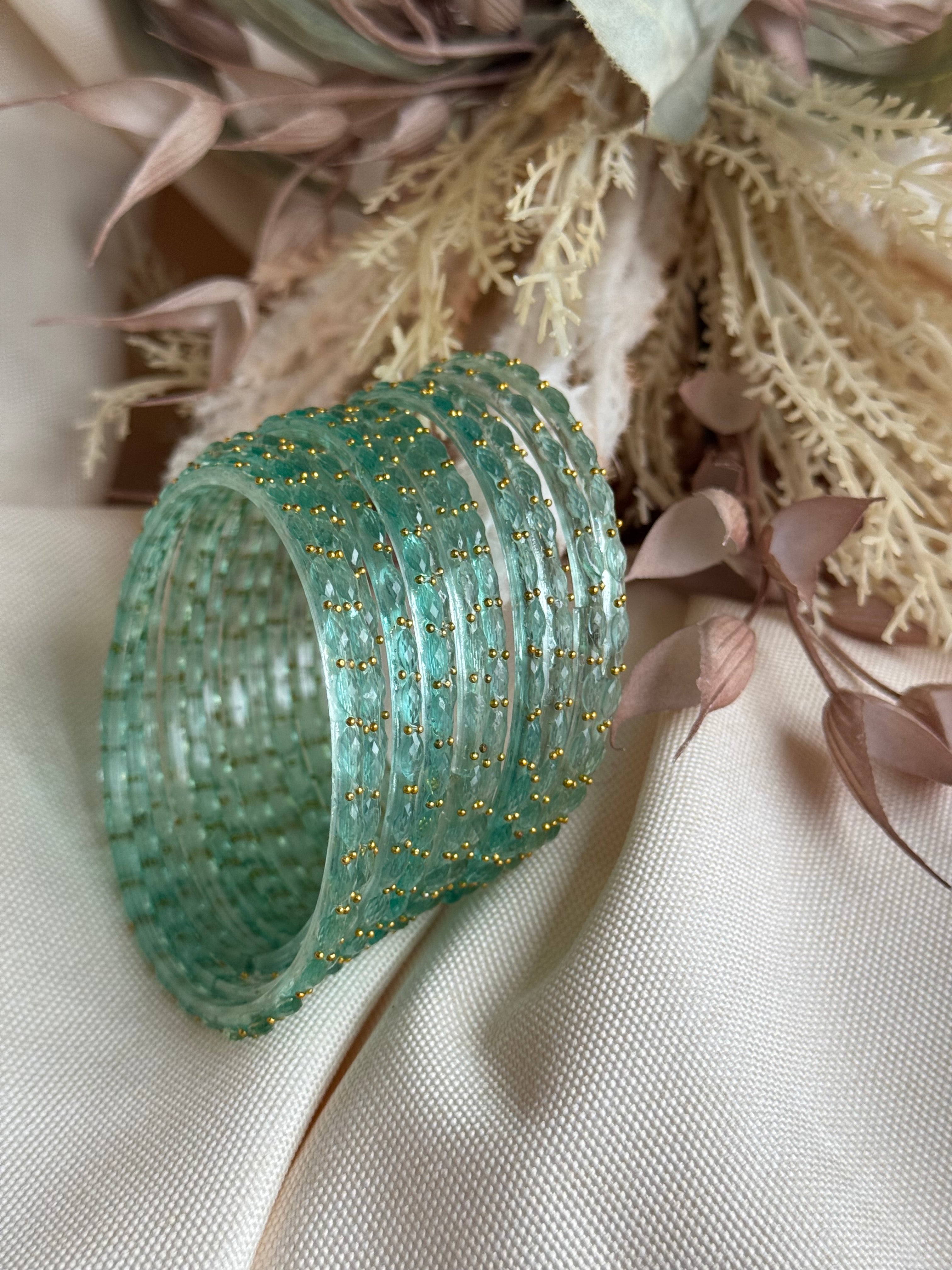 Raindrop Glass Bangle- Mint