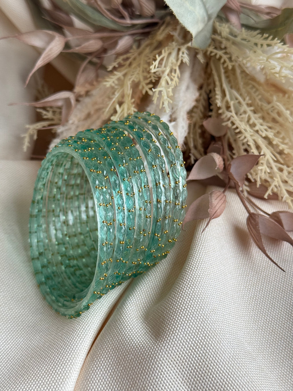 Raindrop Glass Bangle- Mint