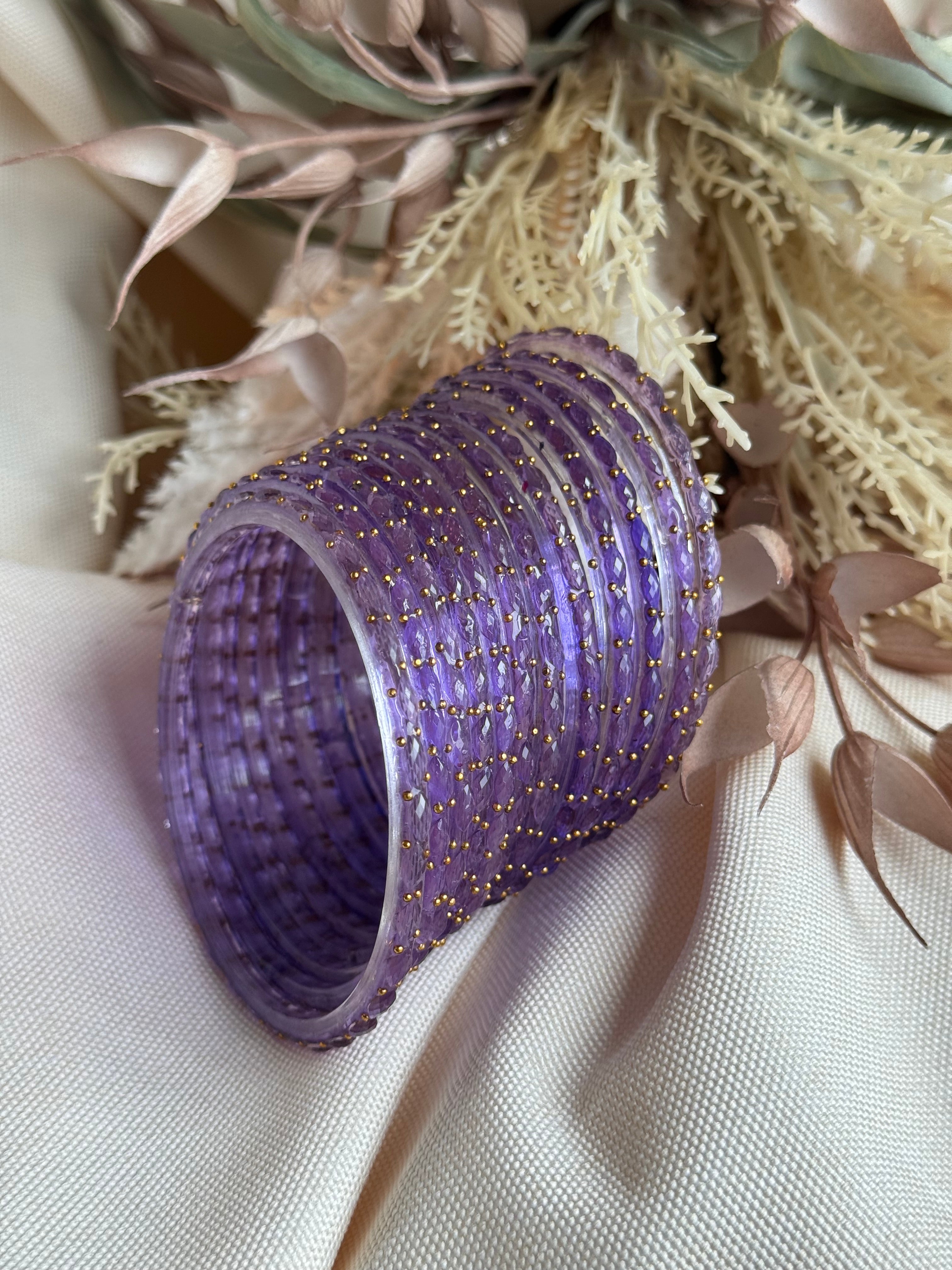 Raindrop Glass Bangle- Purple