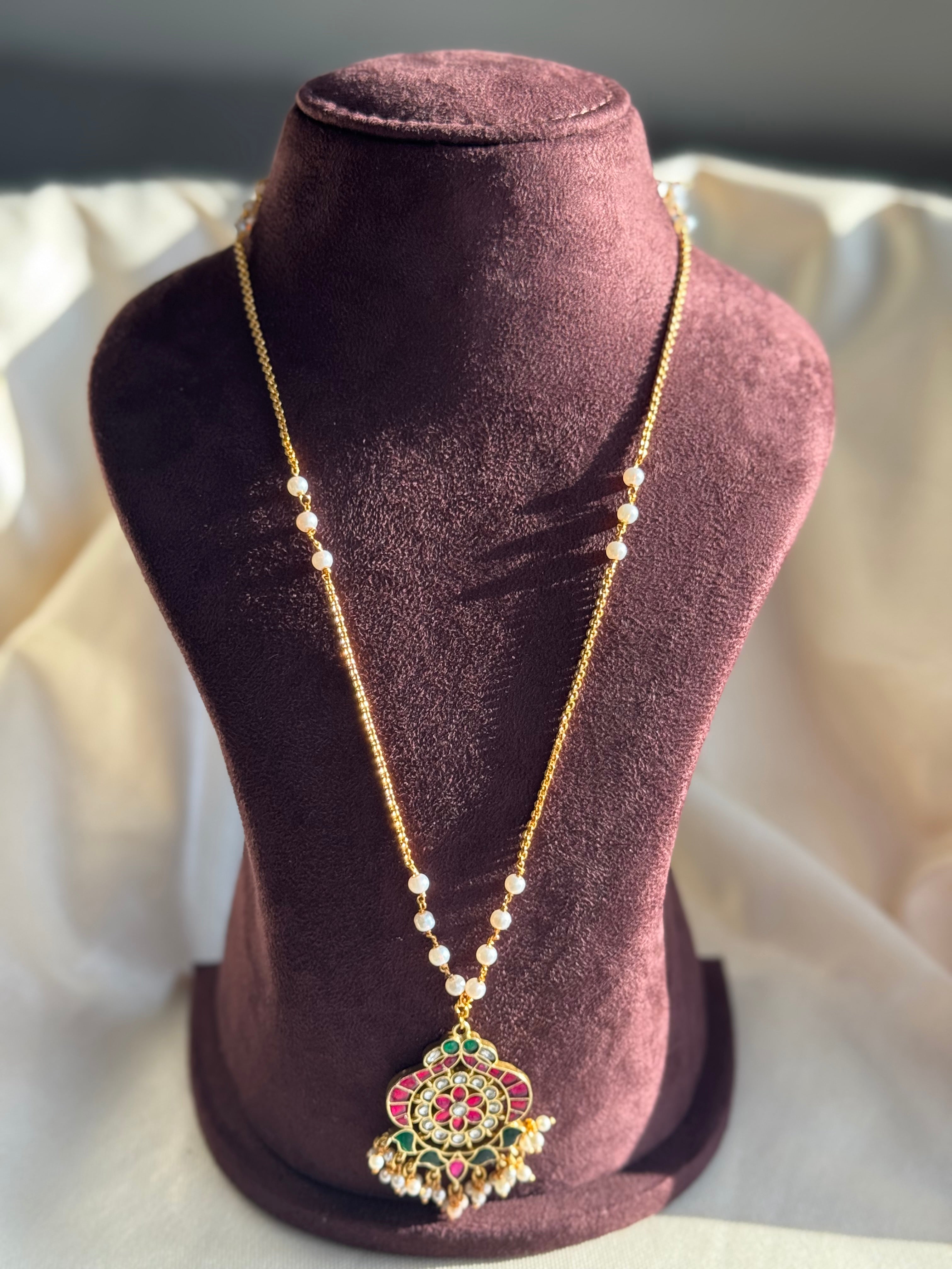 Jadau Kundan Red and Green Haram