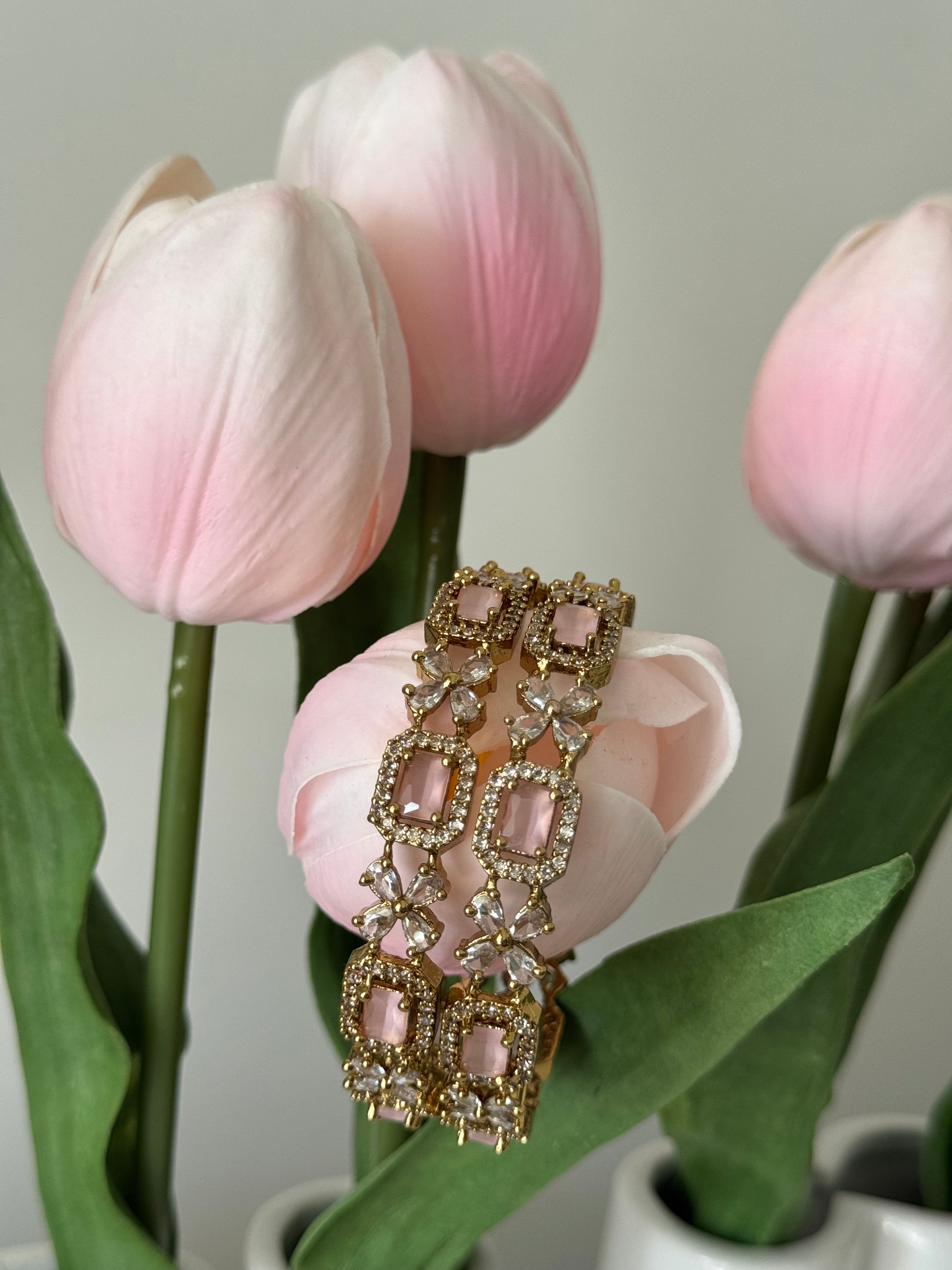 Victorian AD Stone Bangles – Pink