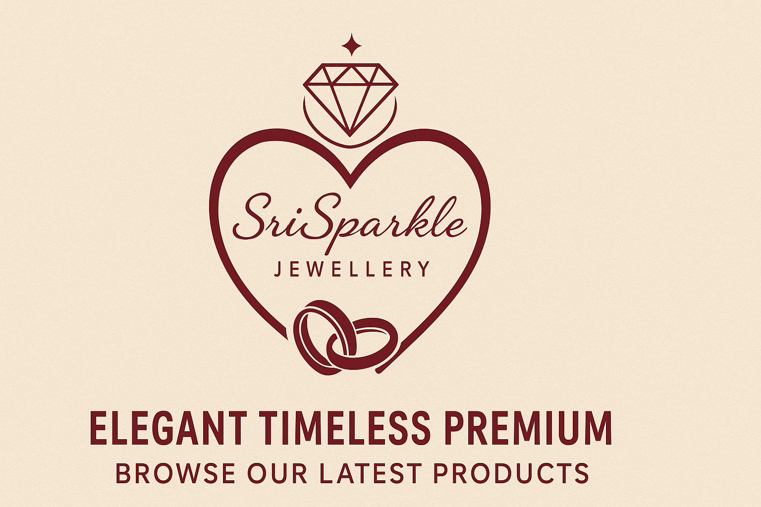 SriSparkle Jewellery logo with heart design and text on a beige background