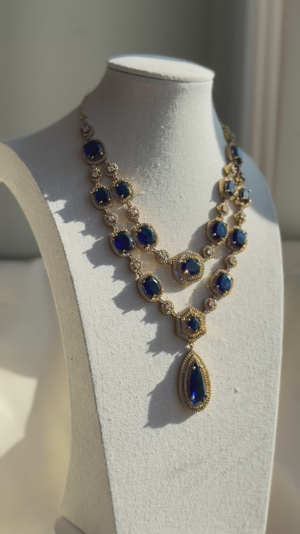 Vithu Victorian Layers Necklace set- Royal Blue