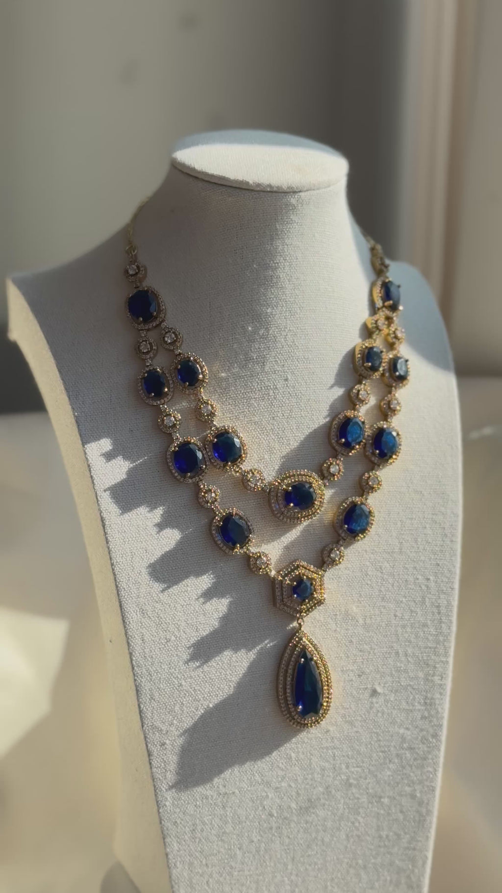 Vithu Victorian Layers Necklace set- Royal Blue