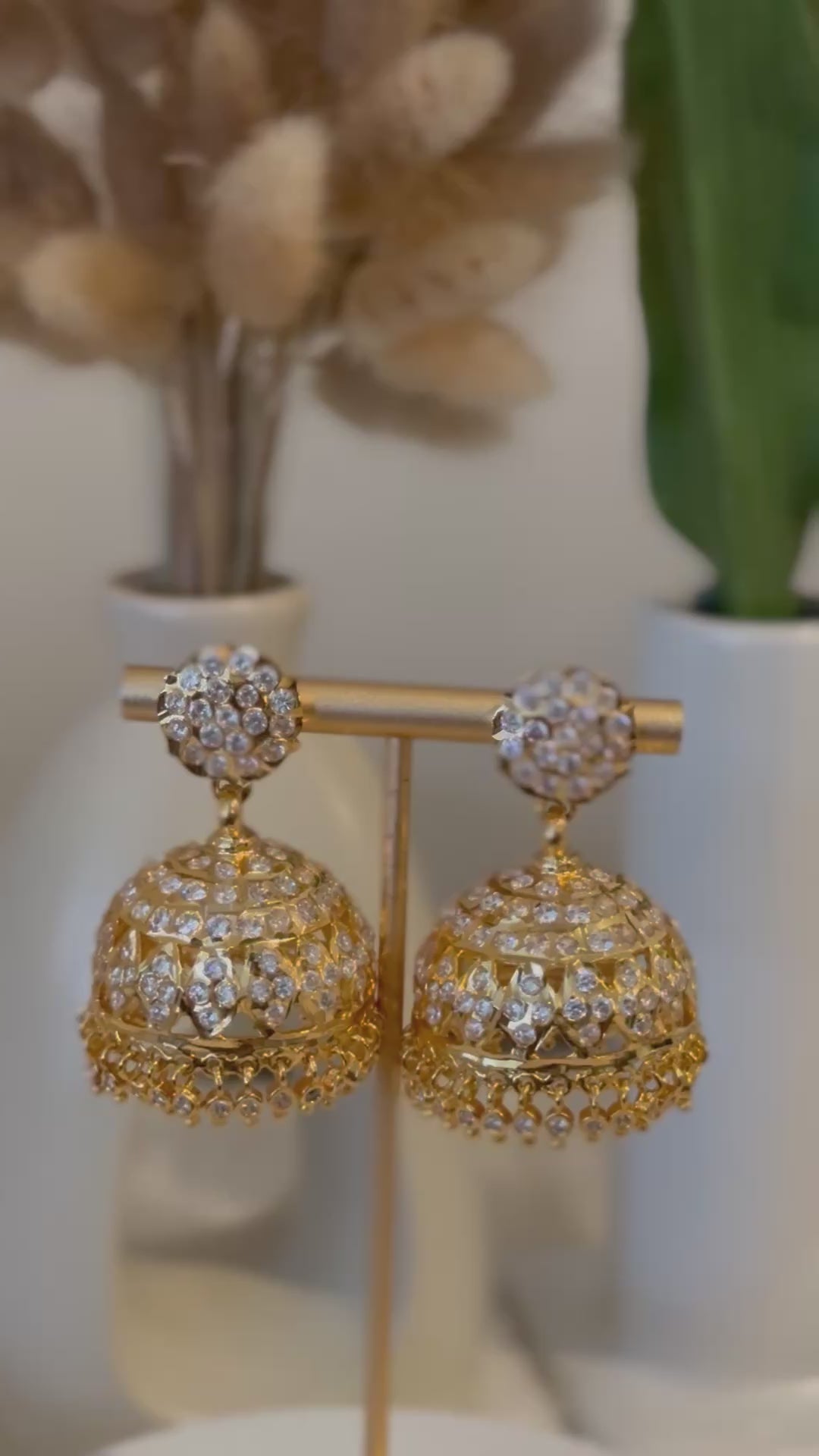 Gold Plated - White Stone Jhumka